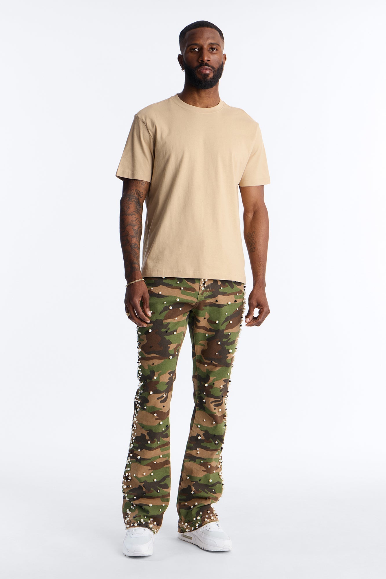 Stacked Skinny Flare Pearl Camo Jean - Camouflage Fashion Nova