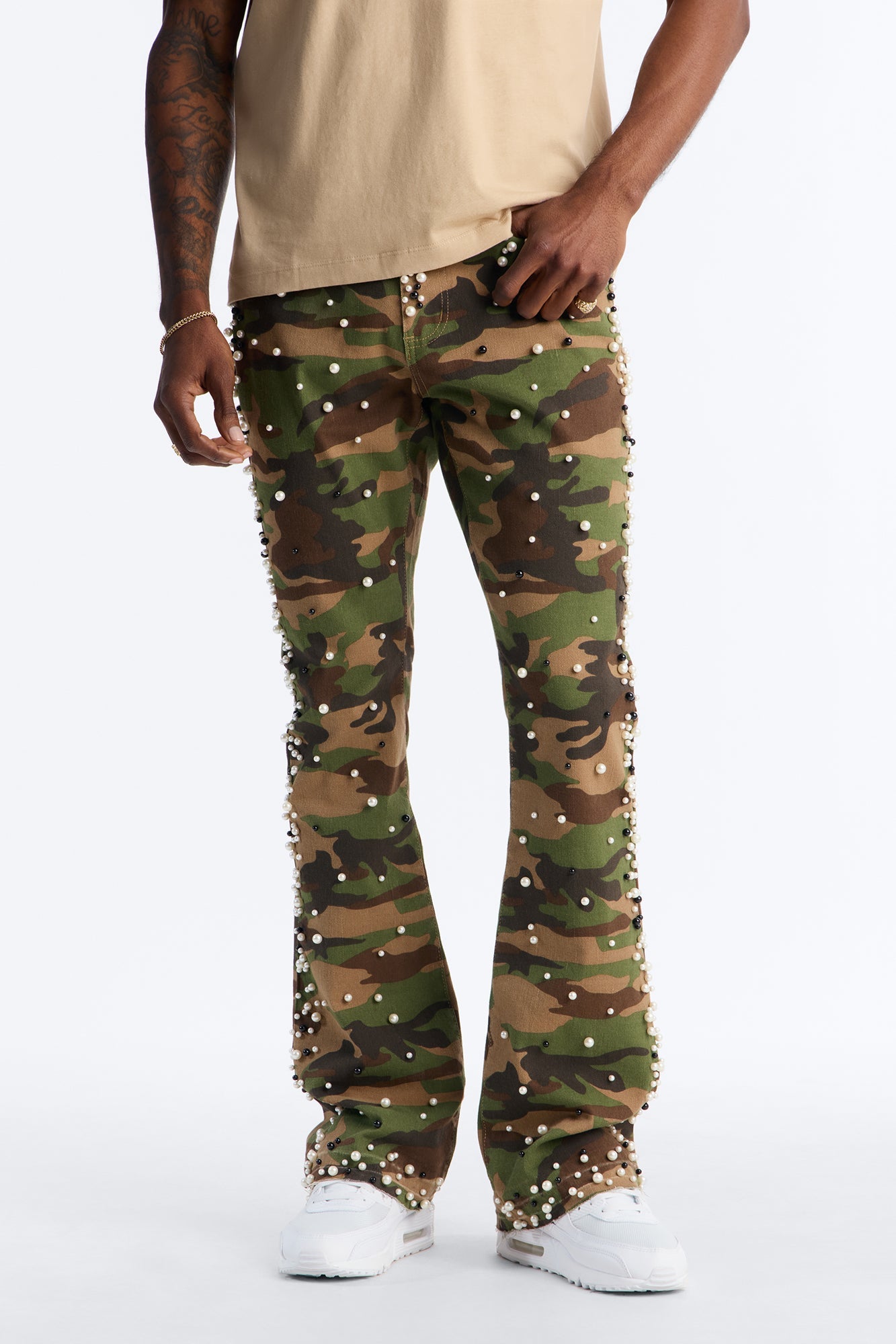 Stacked Skinny Flare Pearl Camo Jean - Camouflage Fashion Nova