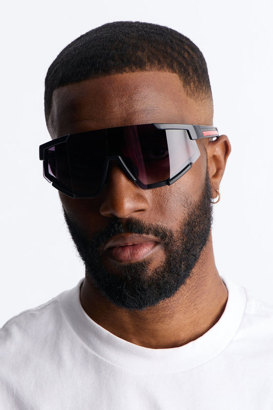 Striving Forward Sport Wrap Sunglasses - Black/Red Fashion Nova
