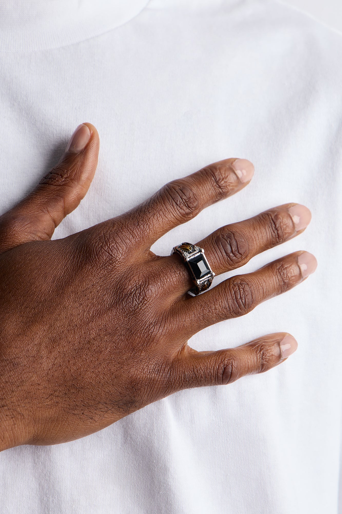 Gothic Obsidian Saint Ring - Silver Fashion Nova