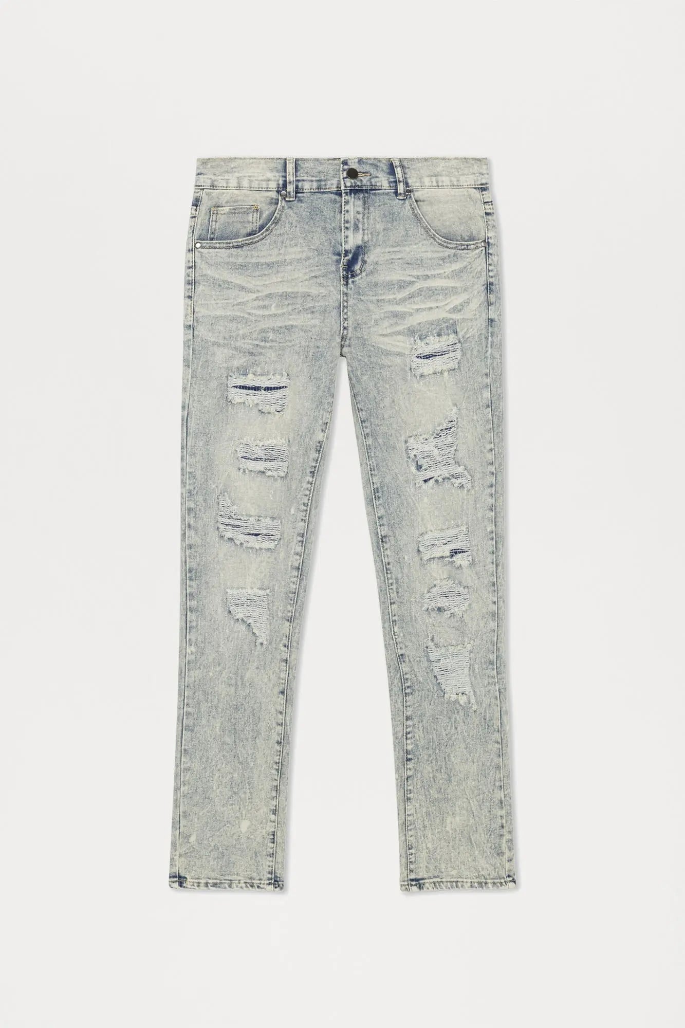 Can't Be Distressed Slim Jeans - Acid Wash Blue Fashion Nova