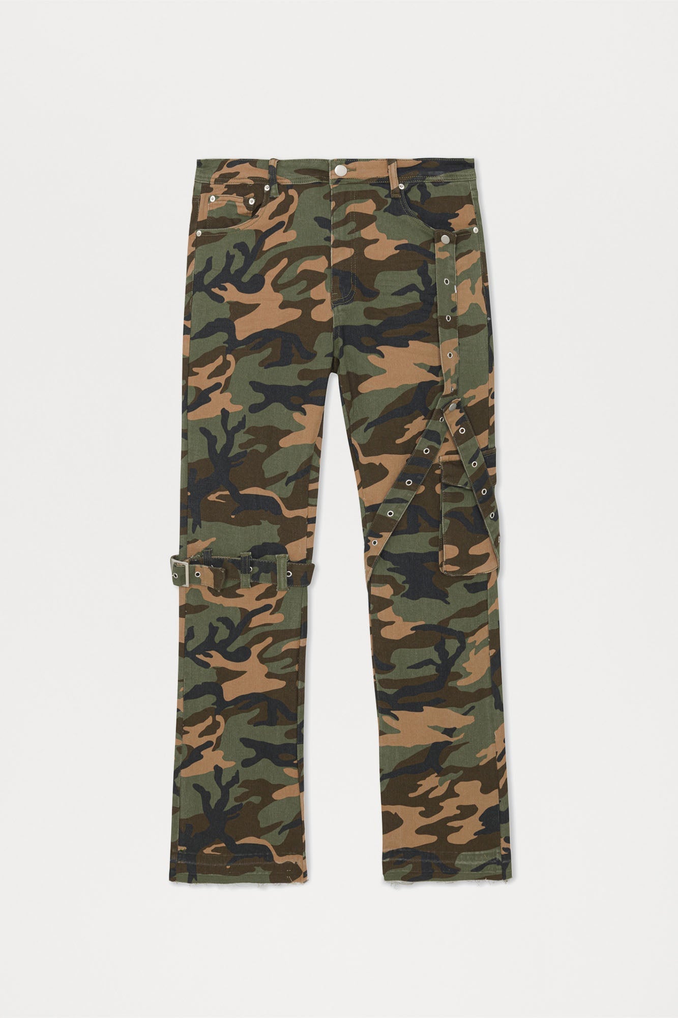 Strap Me Up Stacked Skinny Flare Jeans - Camouflage Fashion Nova