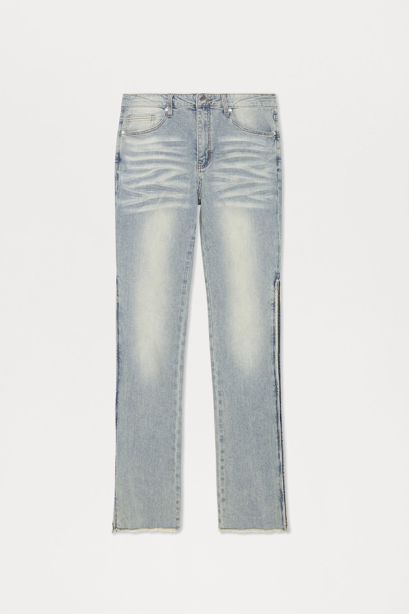 Along Side Zipper Stacked Skinny Flare Jeans - Light Blue Wash Fashion Nova