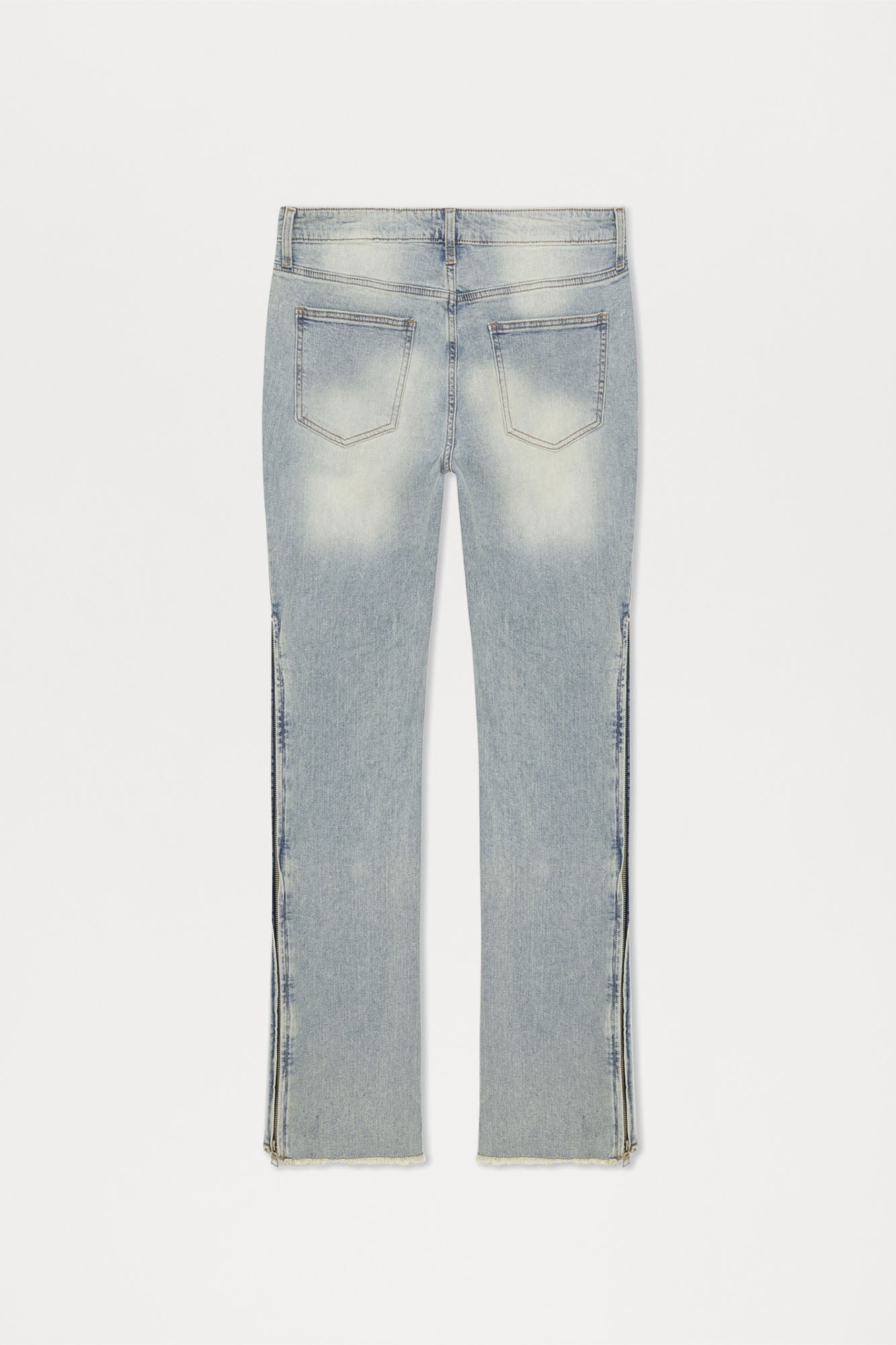 Along Side Zipper Stacked Skinny Flare Jeans - Light Blue Wash Fashion Nova
