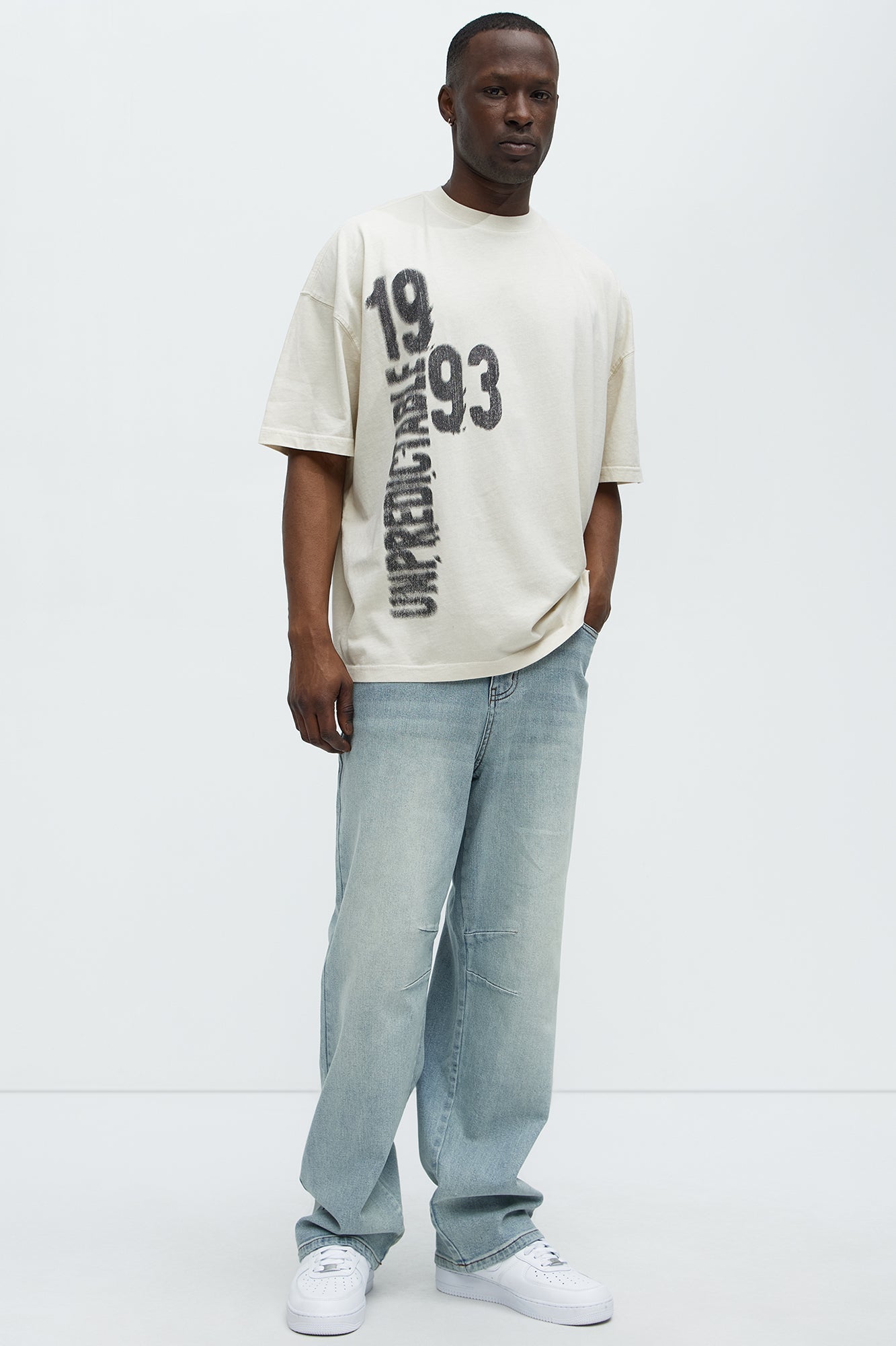 Unpredictable 1993 Oversized Short Sleeve Tee - Cream Fashion Nova
