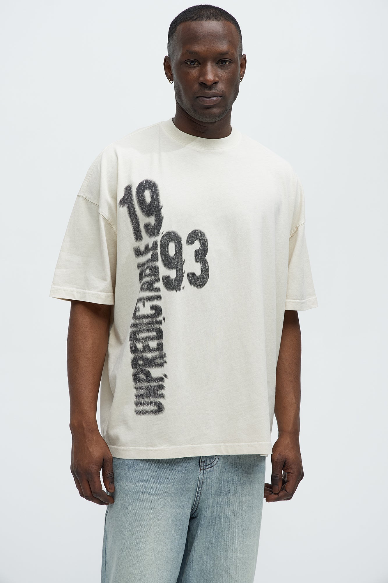 Unpredictable 1993 Oversized Short Sleeve Tee - Cream Fashion Nova