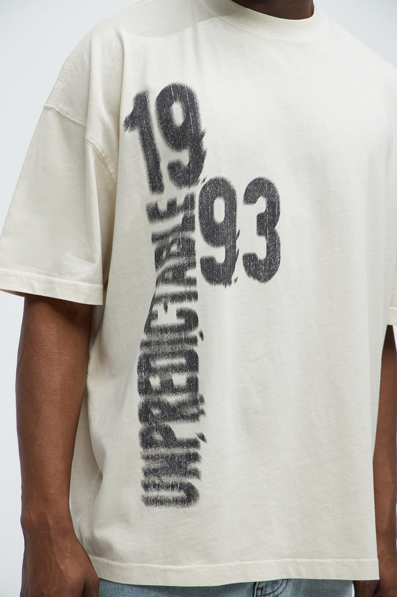 Unpredictable 1993 Oversized Short Sleeve Tee - Cream Fashion Nova