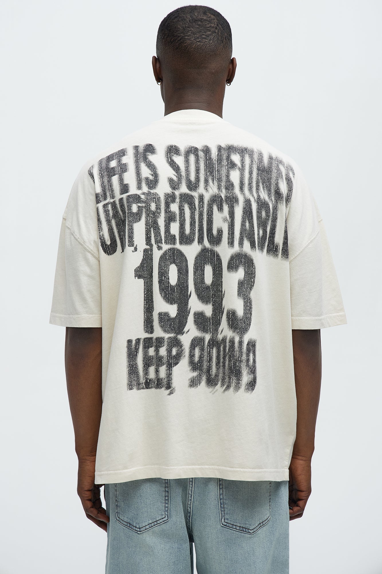 Unpredictable 1993 Oversized Short Sleeve Tee - Cream Fashion Nova