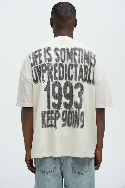 Unpredictable 1993 Oversized Short Sleeve Tee - Cream Fashion Nova