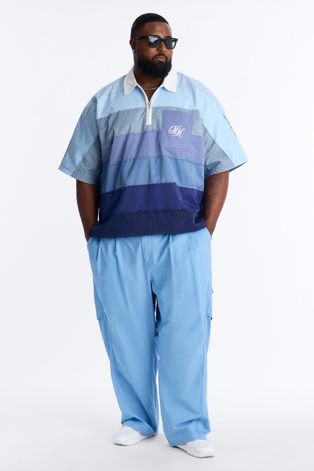 Barrel Accordion Pant - Blue Fashion Nova
