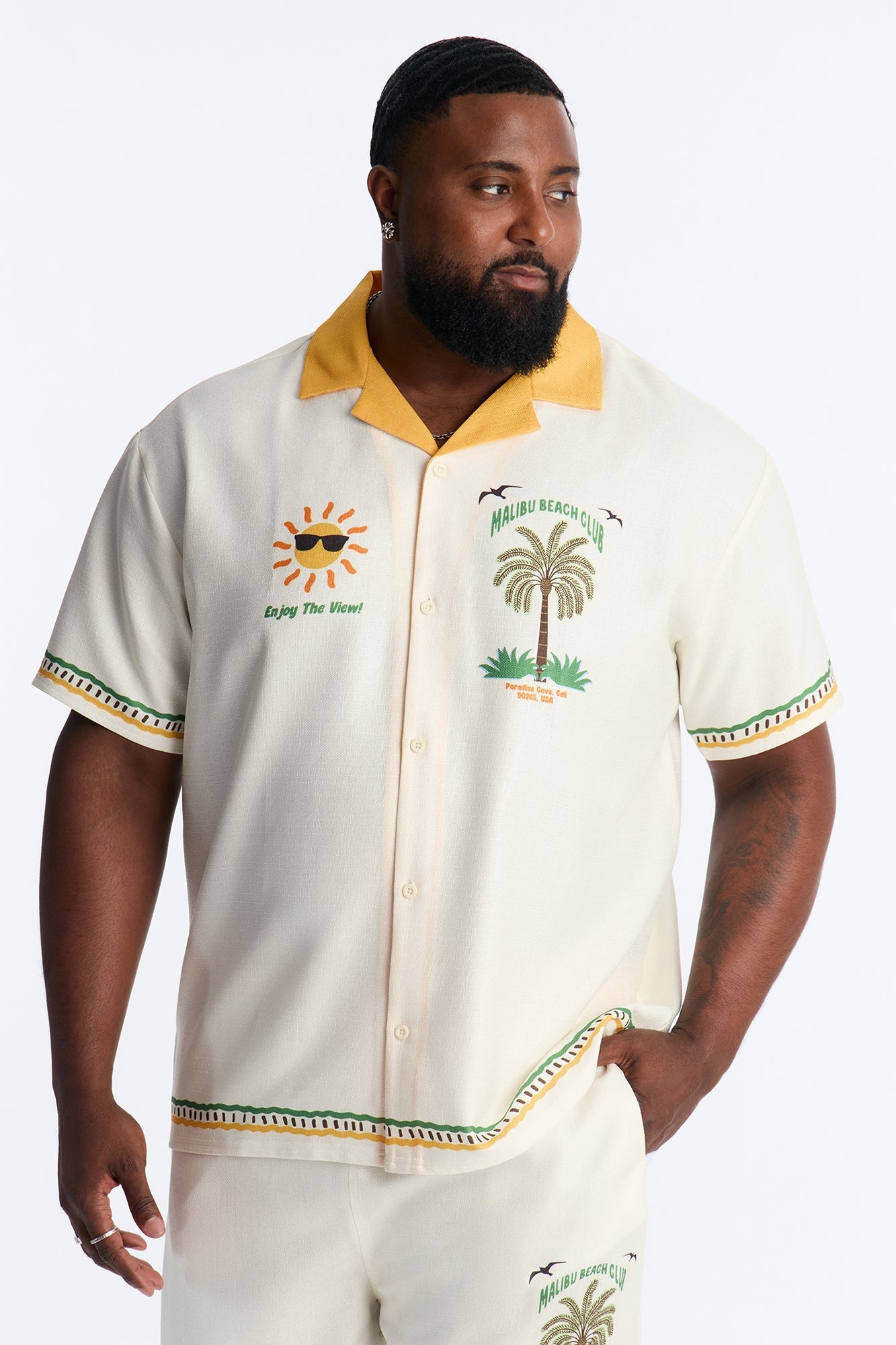 Malibu Beach Shirt - Ivory/combo Fashion Nova