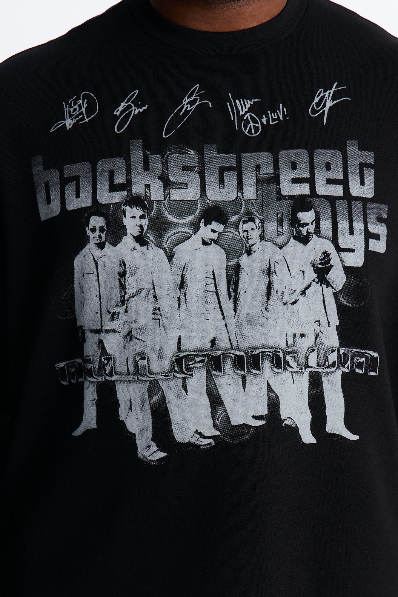 Backstreet Boys Larger Than Life Oversized Fleece Twofer - Black Wash Fashion Nova