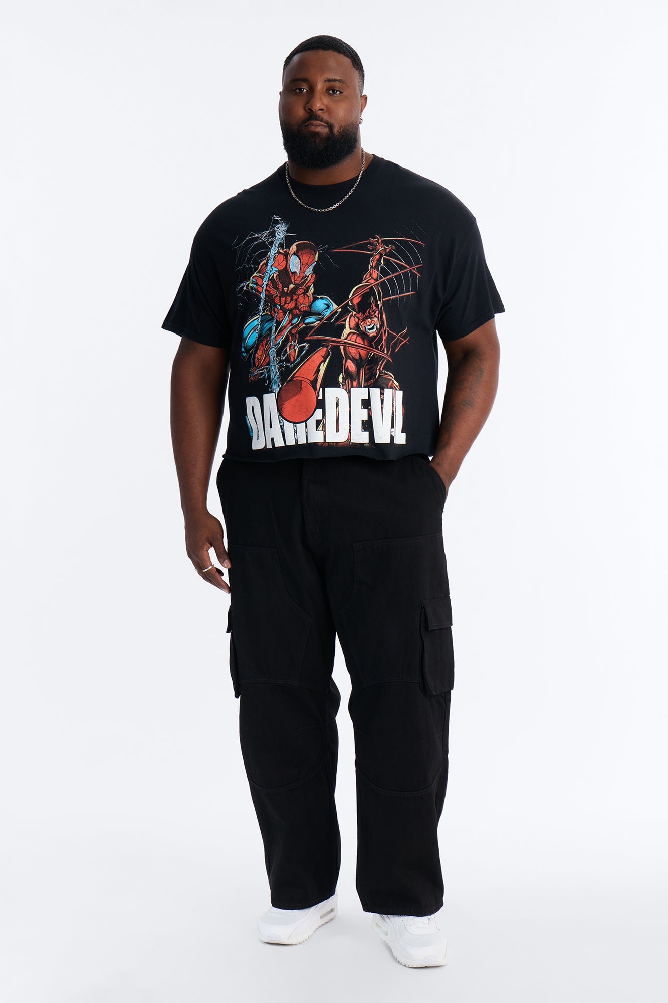 Daredevil And Spiderman Boxy Short Sleeve Tee - Black Fashion Nova