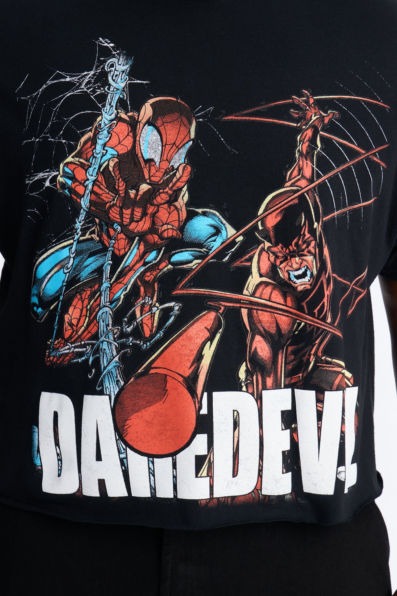 Daredevil And Spiderman Boxy Short Sleeve Tee - Black Fashion Nova