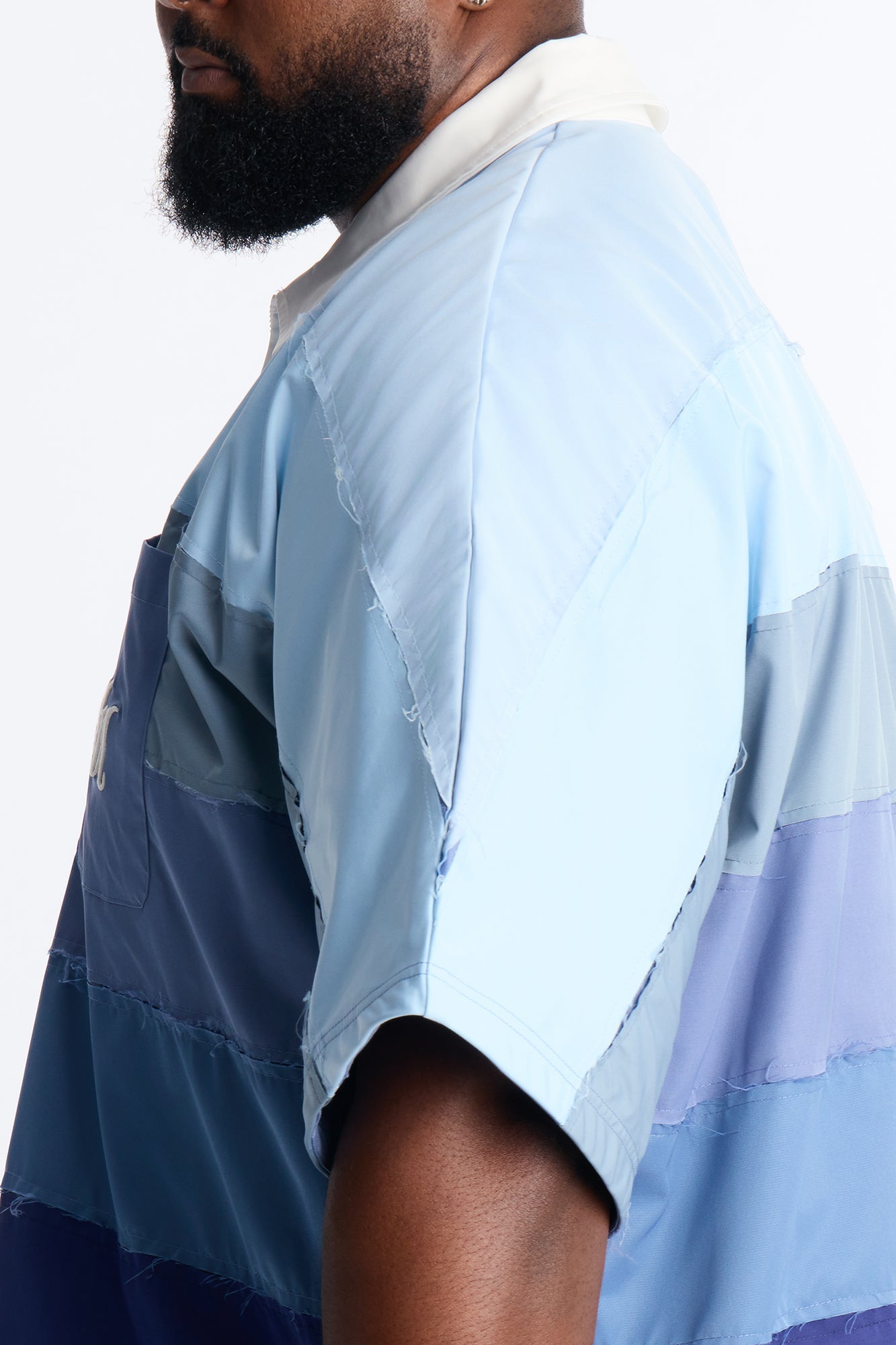Oversized Frayed Zip Collar Polo - Blue Fashion Nova