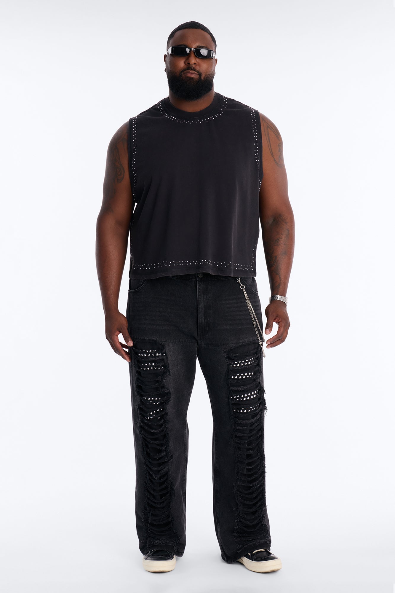 Baggy Studded Mayhem Jean - Black Wash Fashion Nova