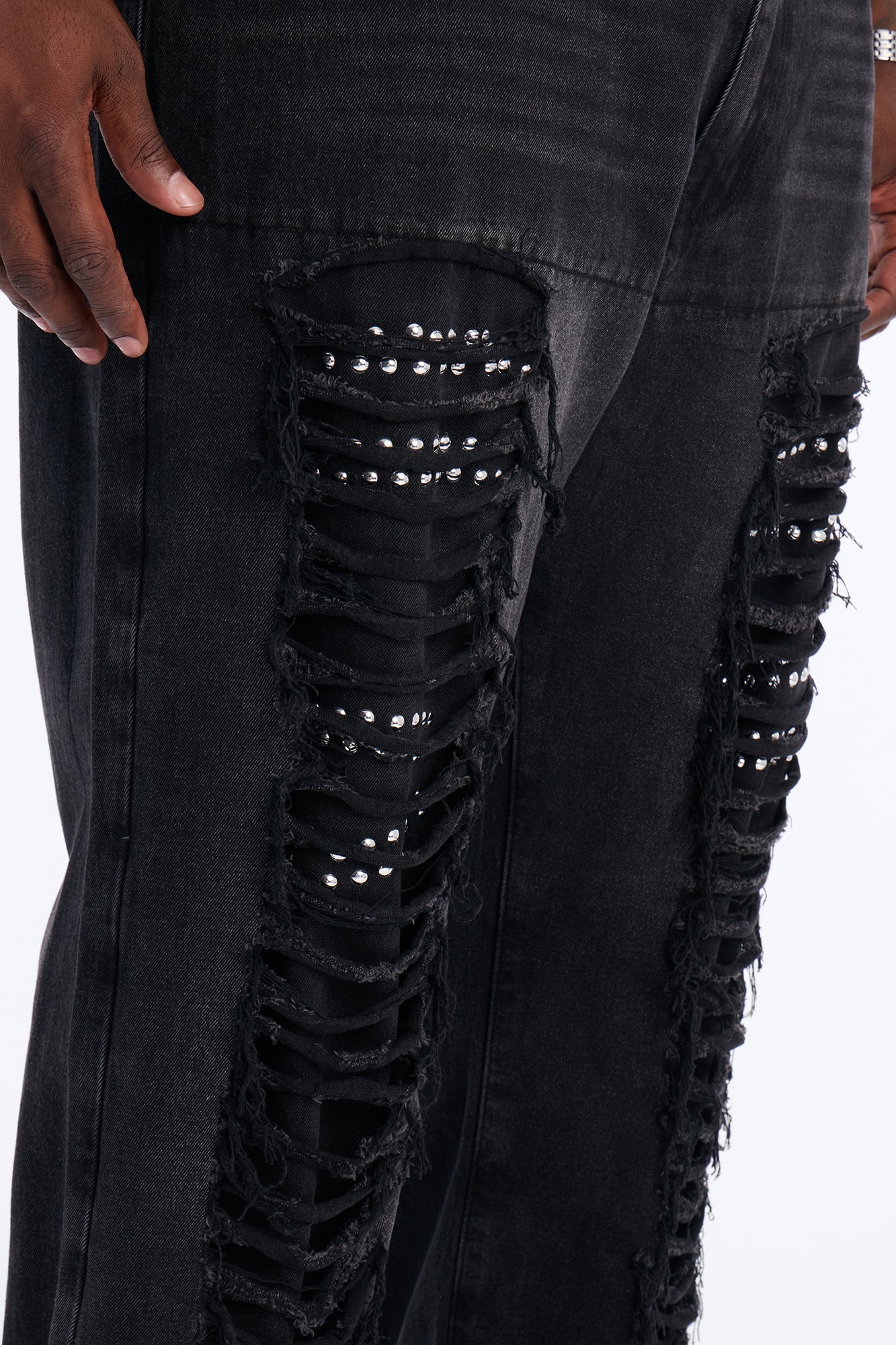 Baggy Studded Mayhem Jean - Black Wash Fashion Nova