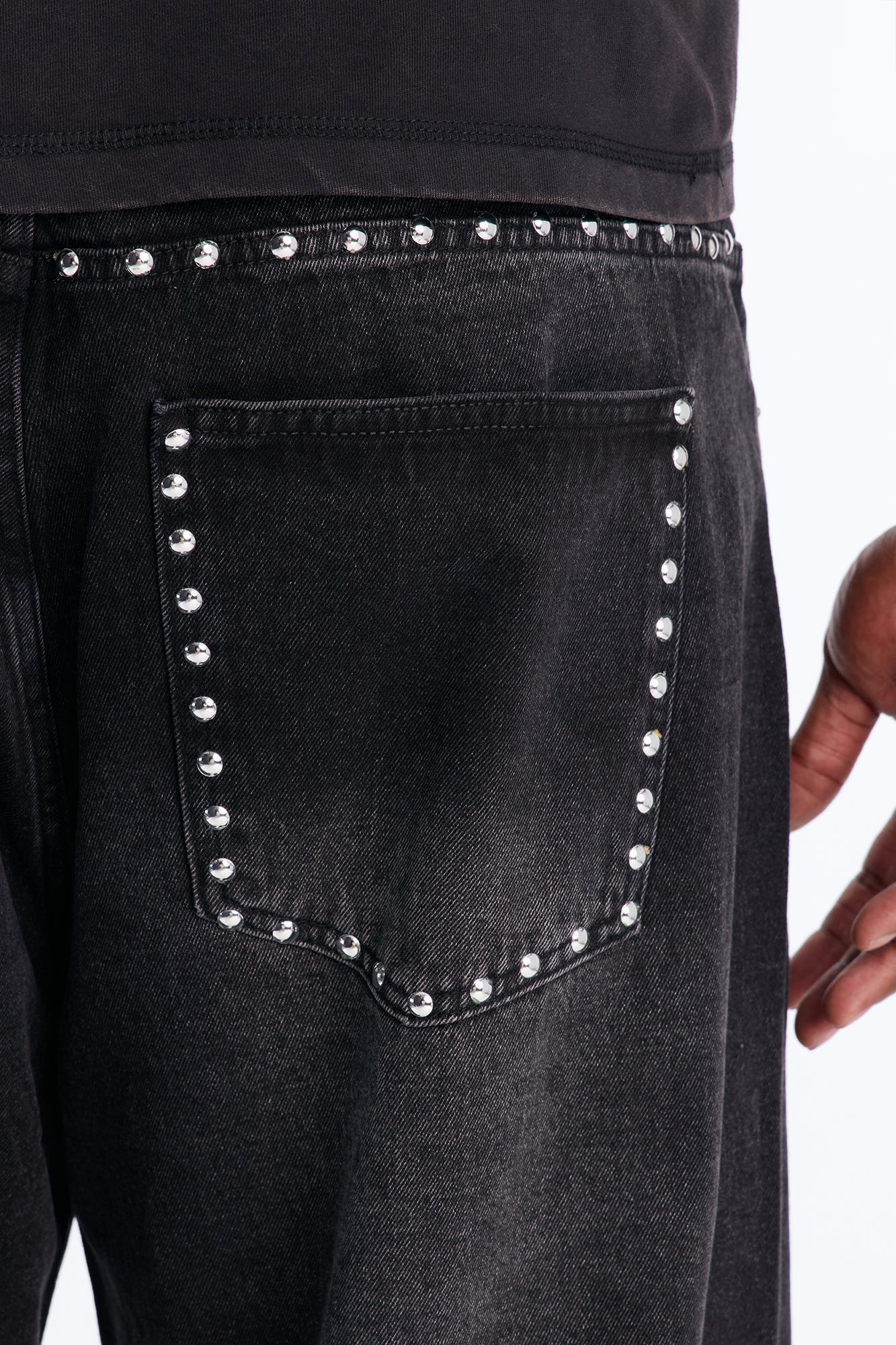 Baggy Studded Mayhem Jean - Black Wash Fashion Nova
