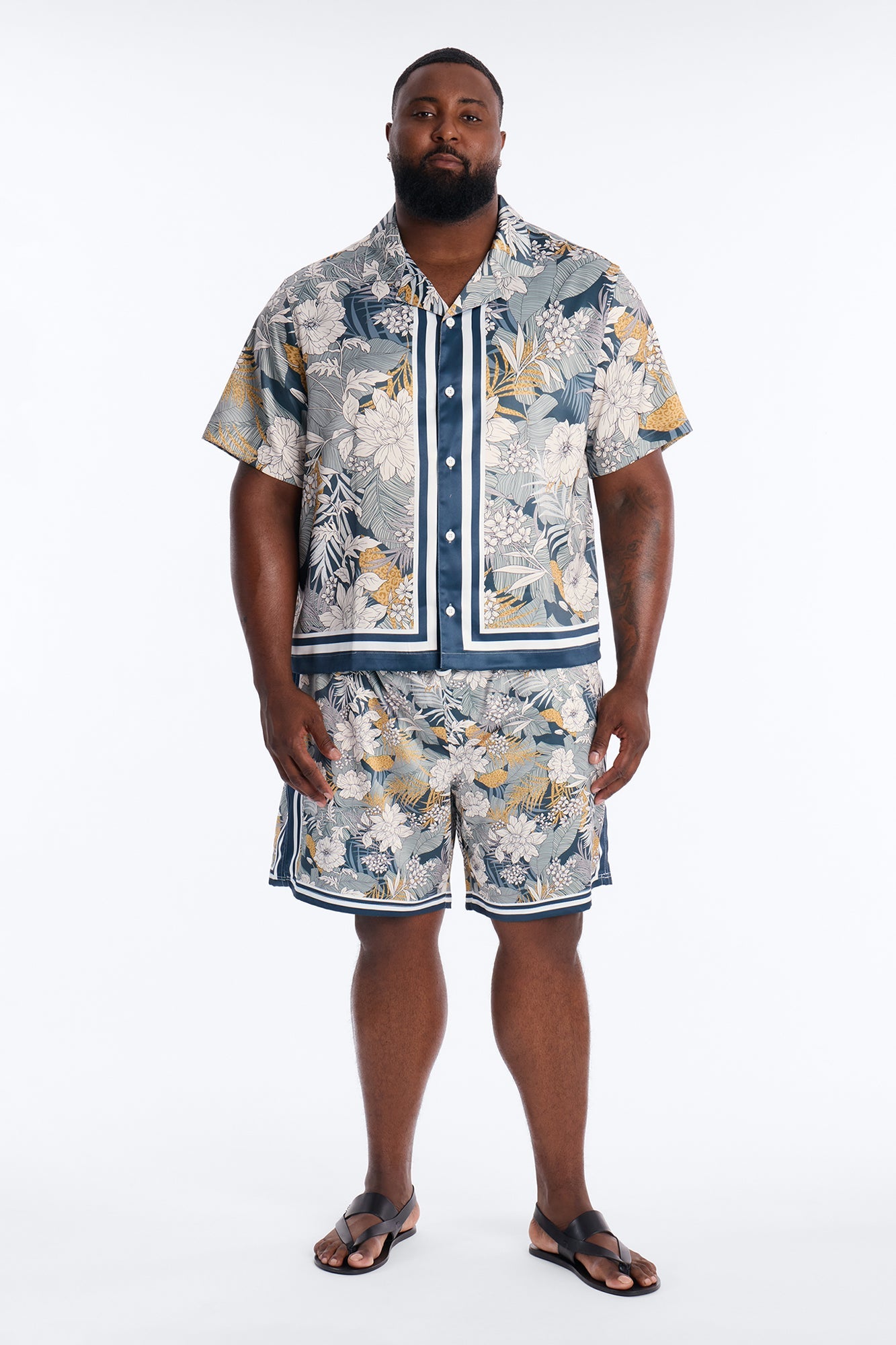 Relaxed Palm Vista Cuban Button Up Shirt - Blue Fashion Nova