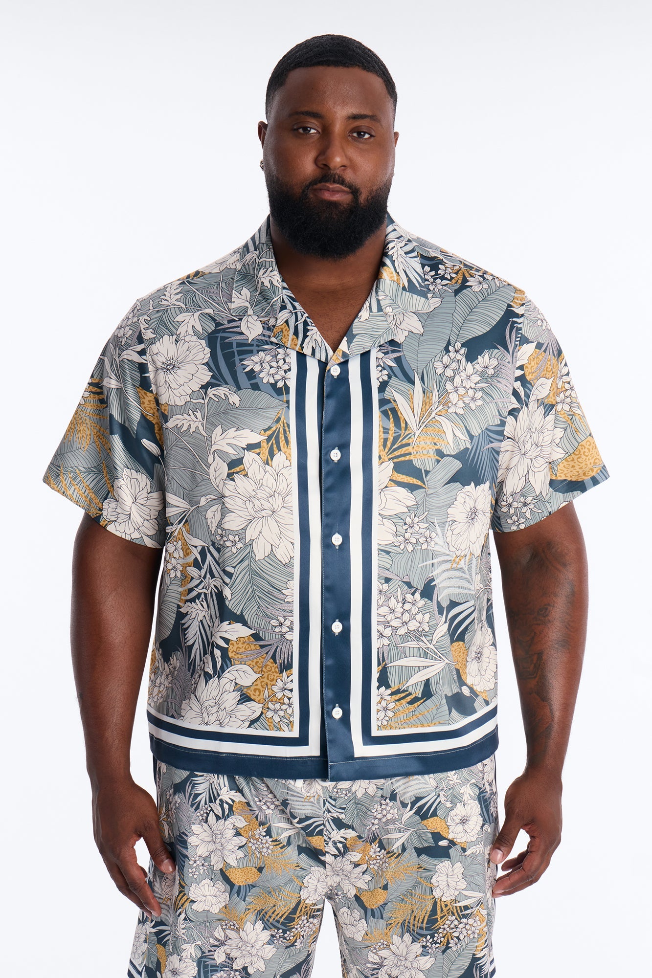 Relaxed Palm Vista Cuban Button Up Shirt - Blue Fashion Nova