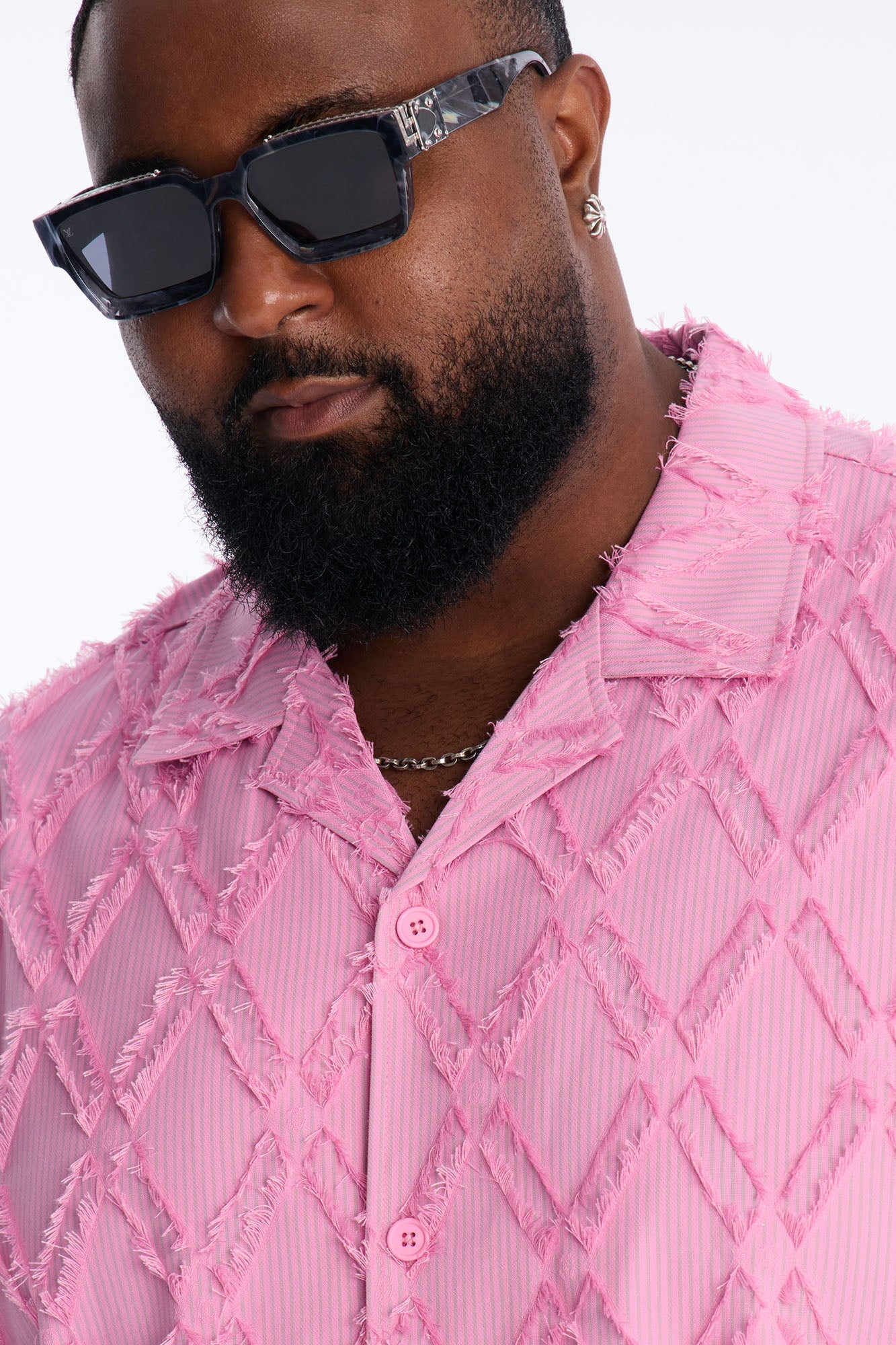 Relaxed Sahara Stripe Cuban Collar Button Up Shirt - Mauve Fashion Nova