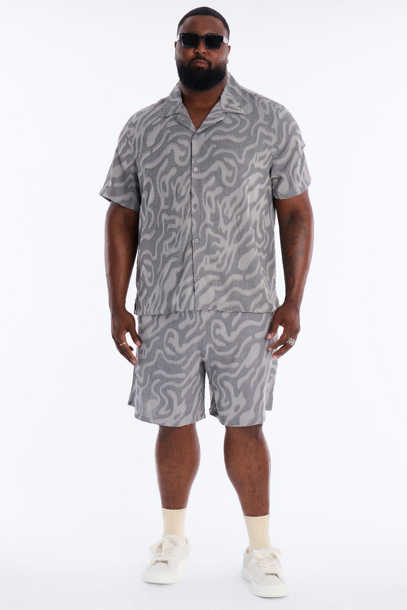 Midnight Wave Cuban Button Up Shirt - Grey Fashion Nova