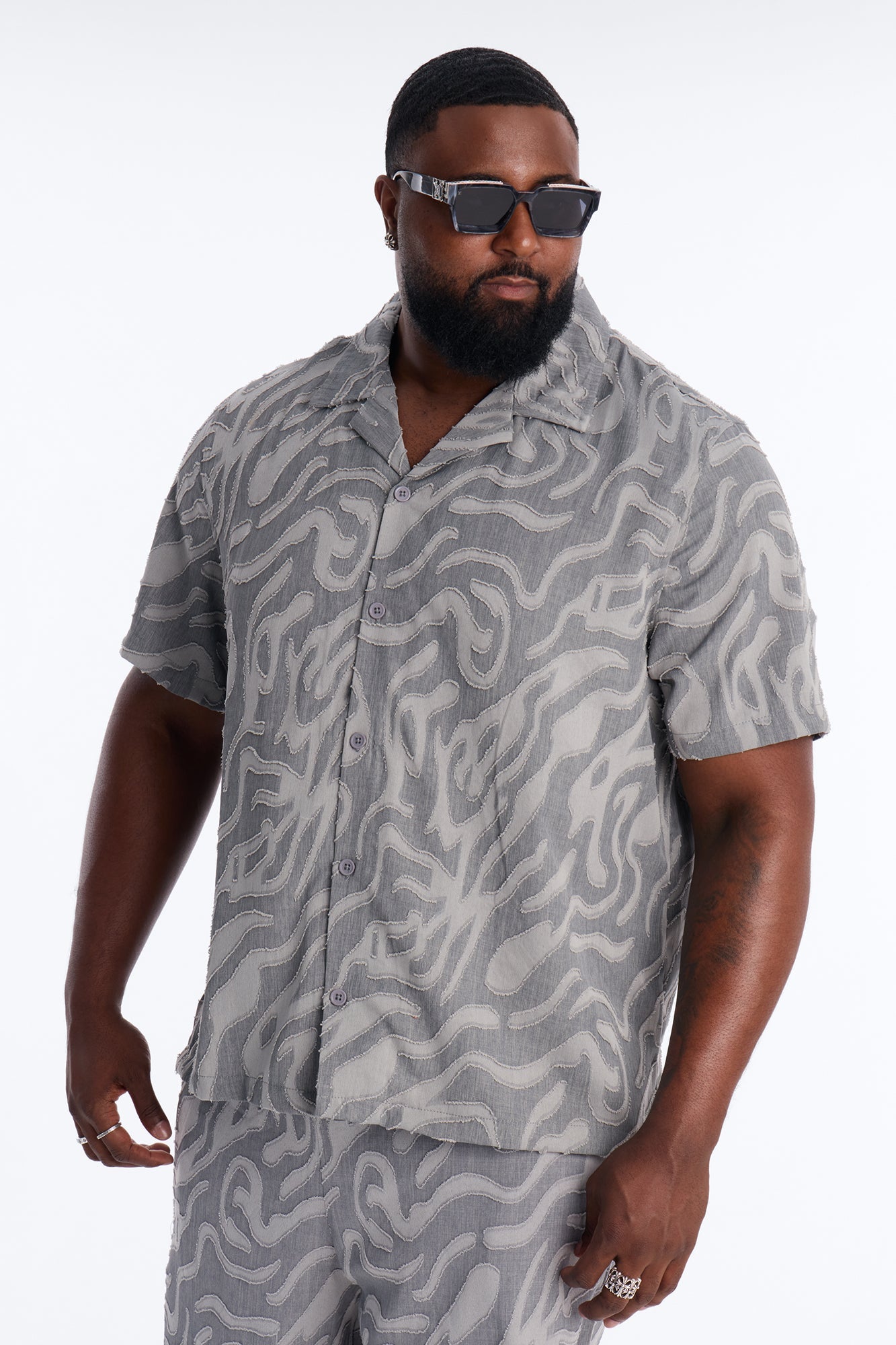 Midnight Wave Cuban Button Up Shirt - Grey Fashion Nova