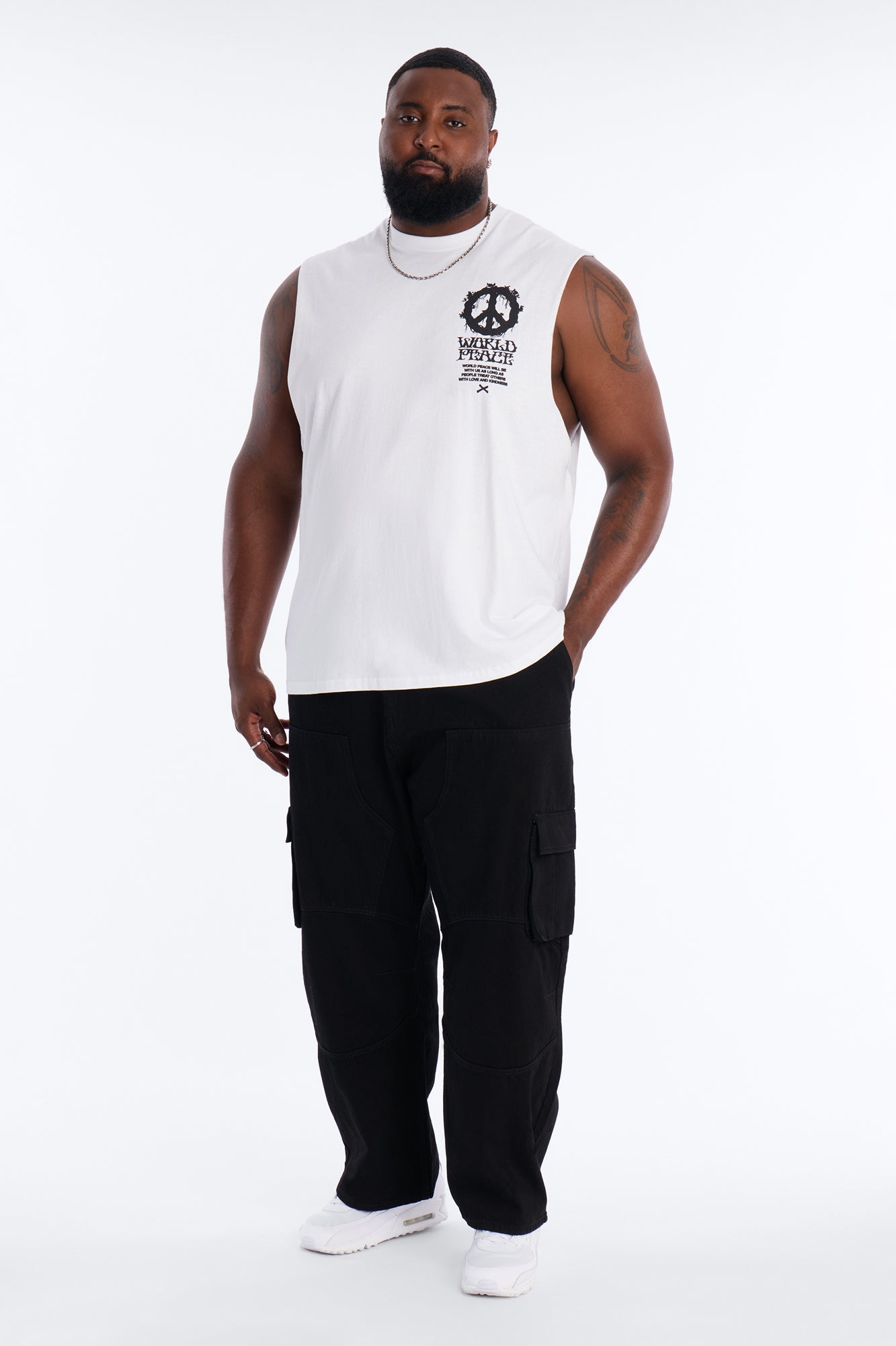 World Peace Muscle Tee - White Fashion Nova
