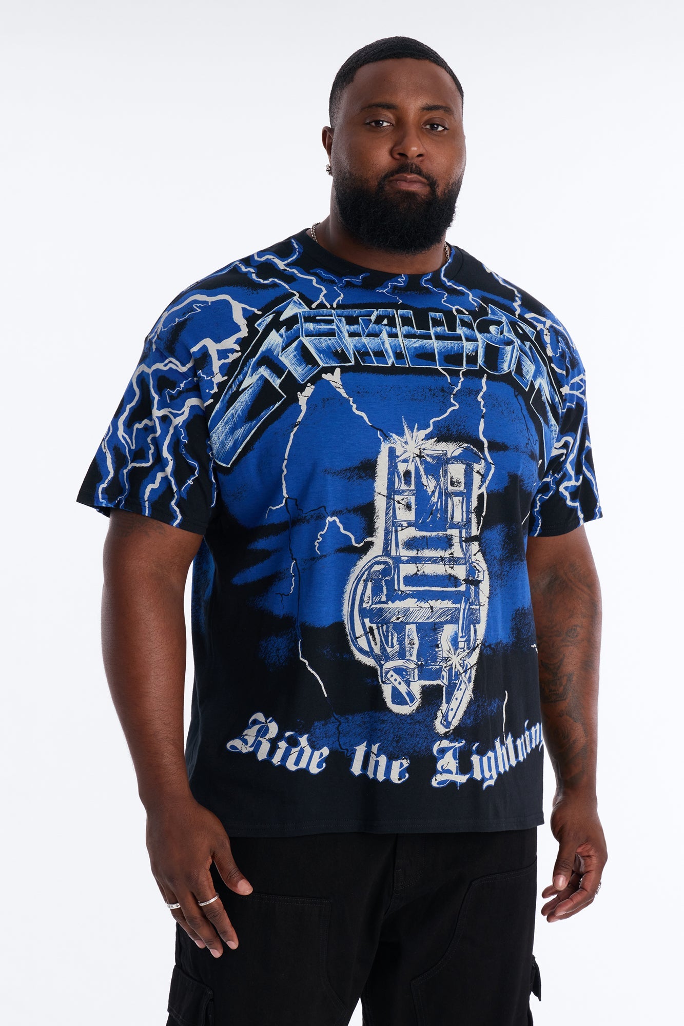 Metallica Ride The Lightning All Over Print Short Sleeve Tee - Black Fashion Nova
