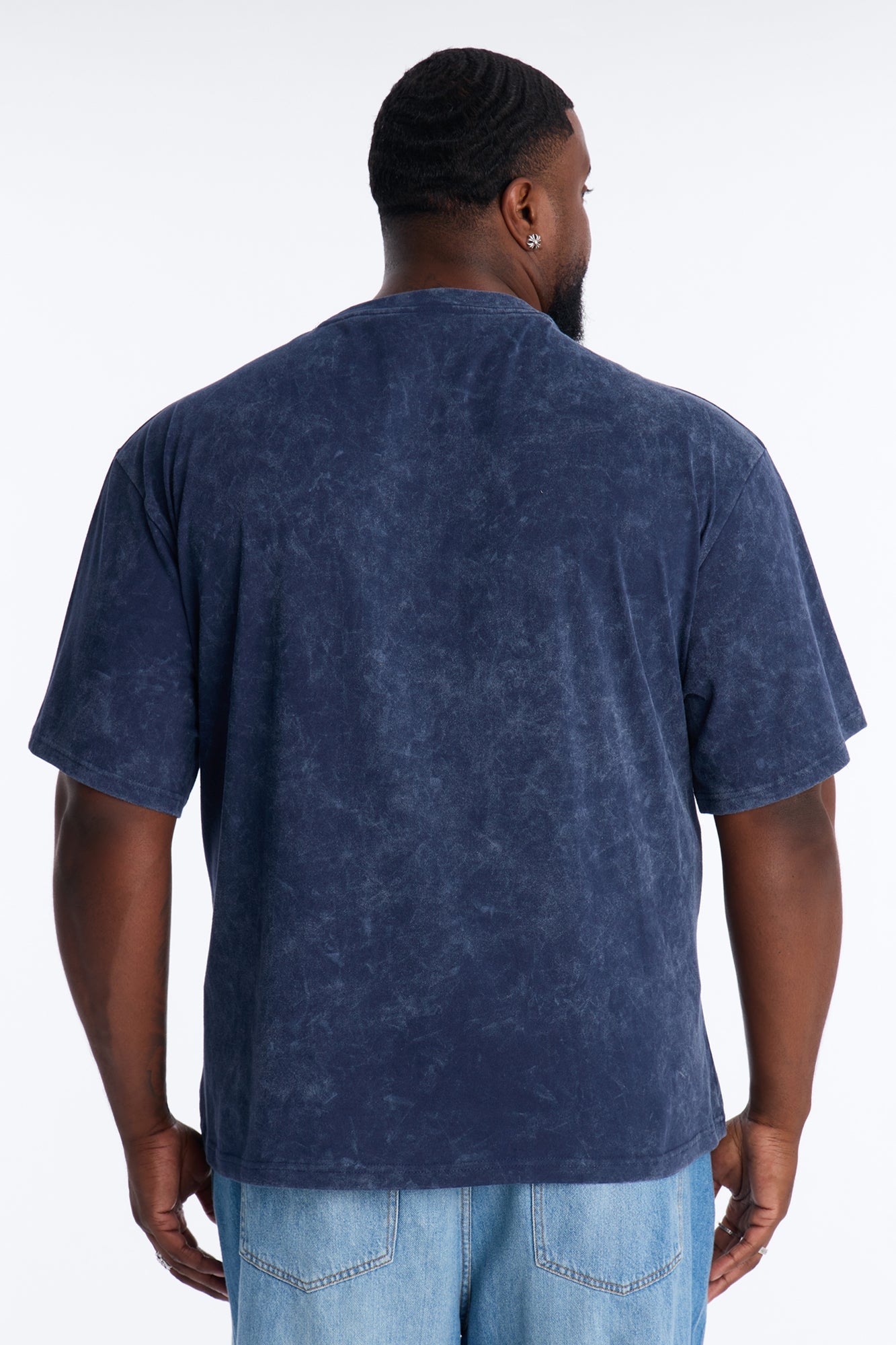 Vincent Van Gogh Starry Night Embroidered Mineral Wash Fleece Tee - Navy Fashion Nova