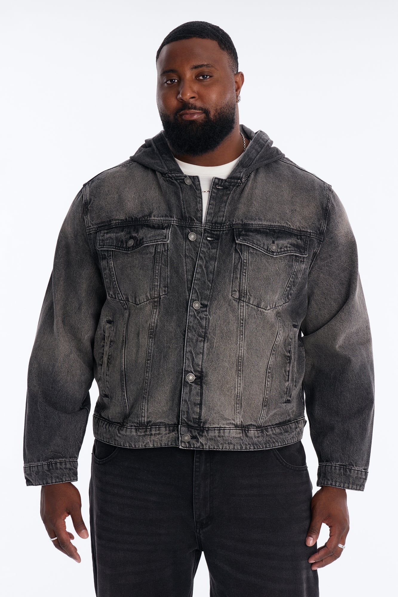 Shrunken Off Duty Denim Trucker Jacket - Black Wash Fashion Nova