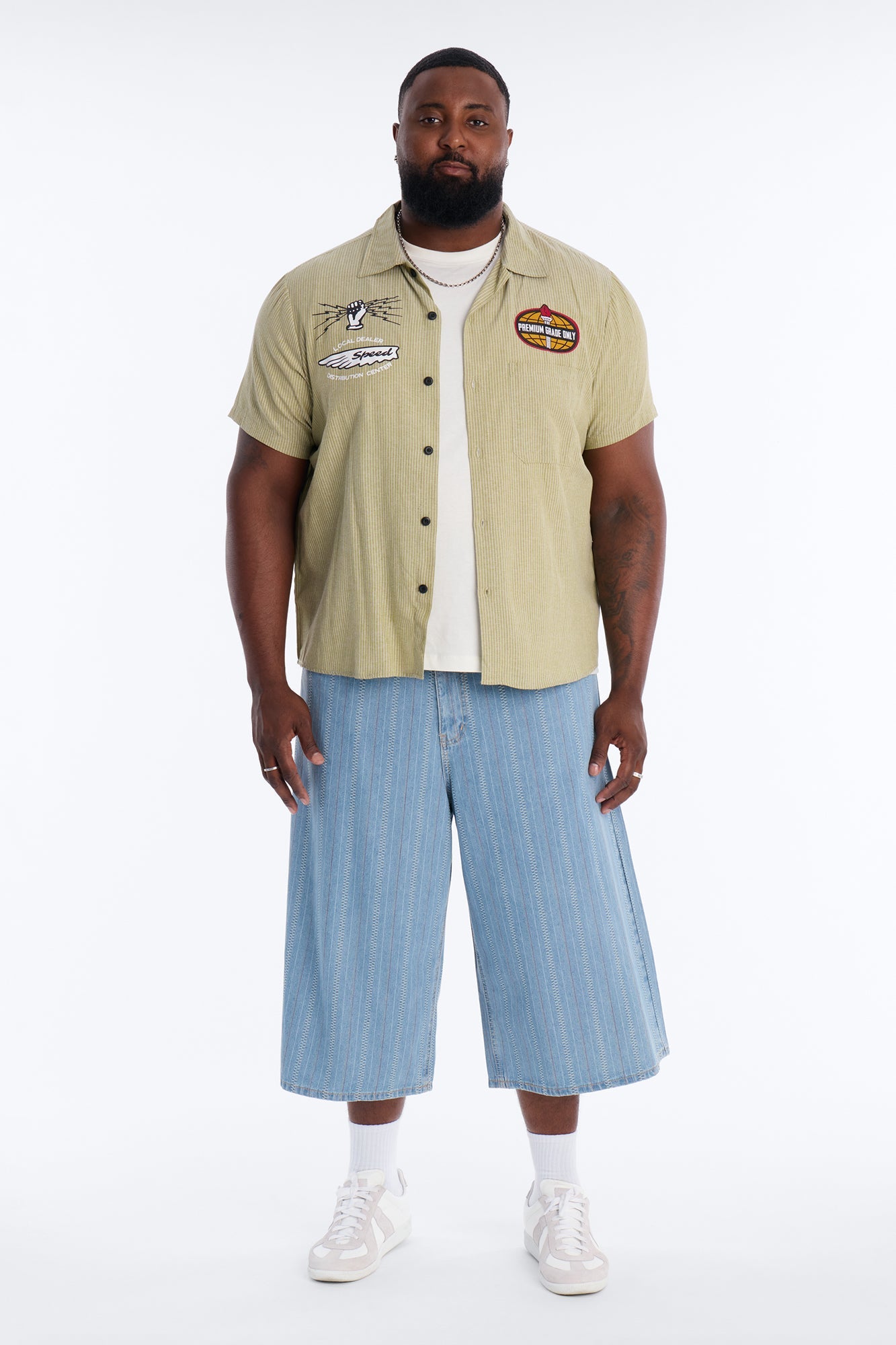Super Baggy Outfield Denim Short - Light Blue Wash Fashion Nova