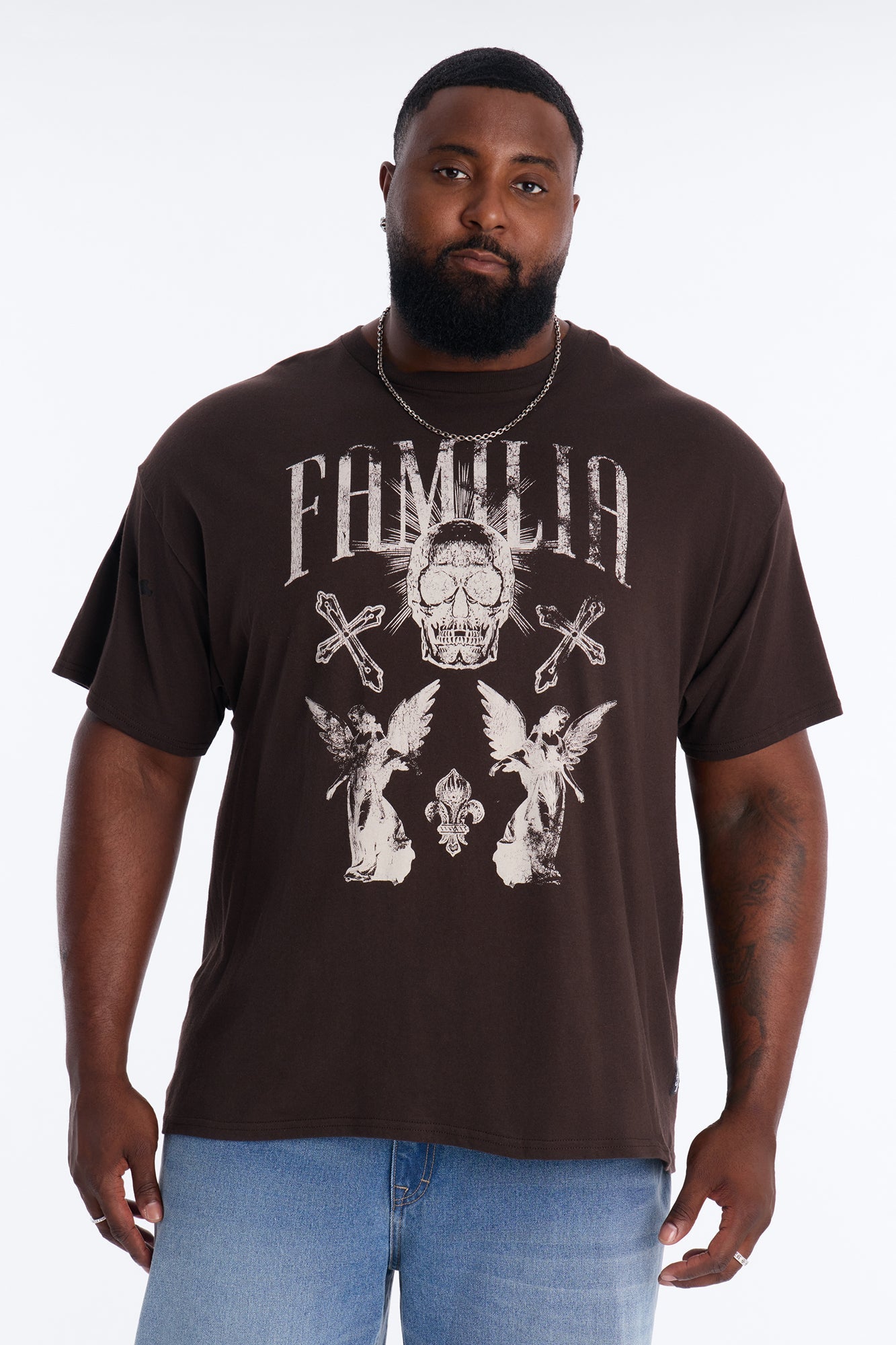 La Familia Angels Short Sleeve Tee - Brown Fashion Nova