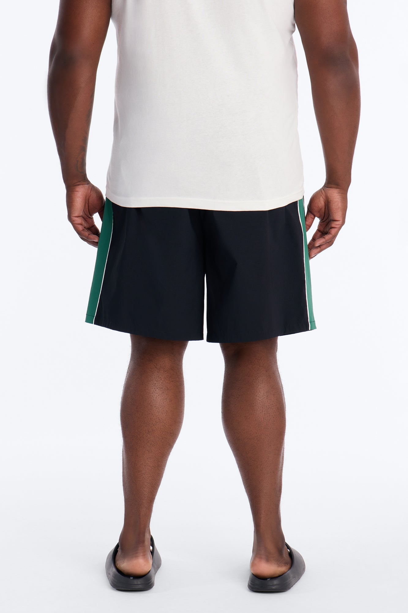 Everyday Stretch Paneled Boardshorts 9″ - Black/Green Fashion Nova