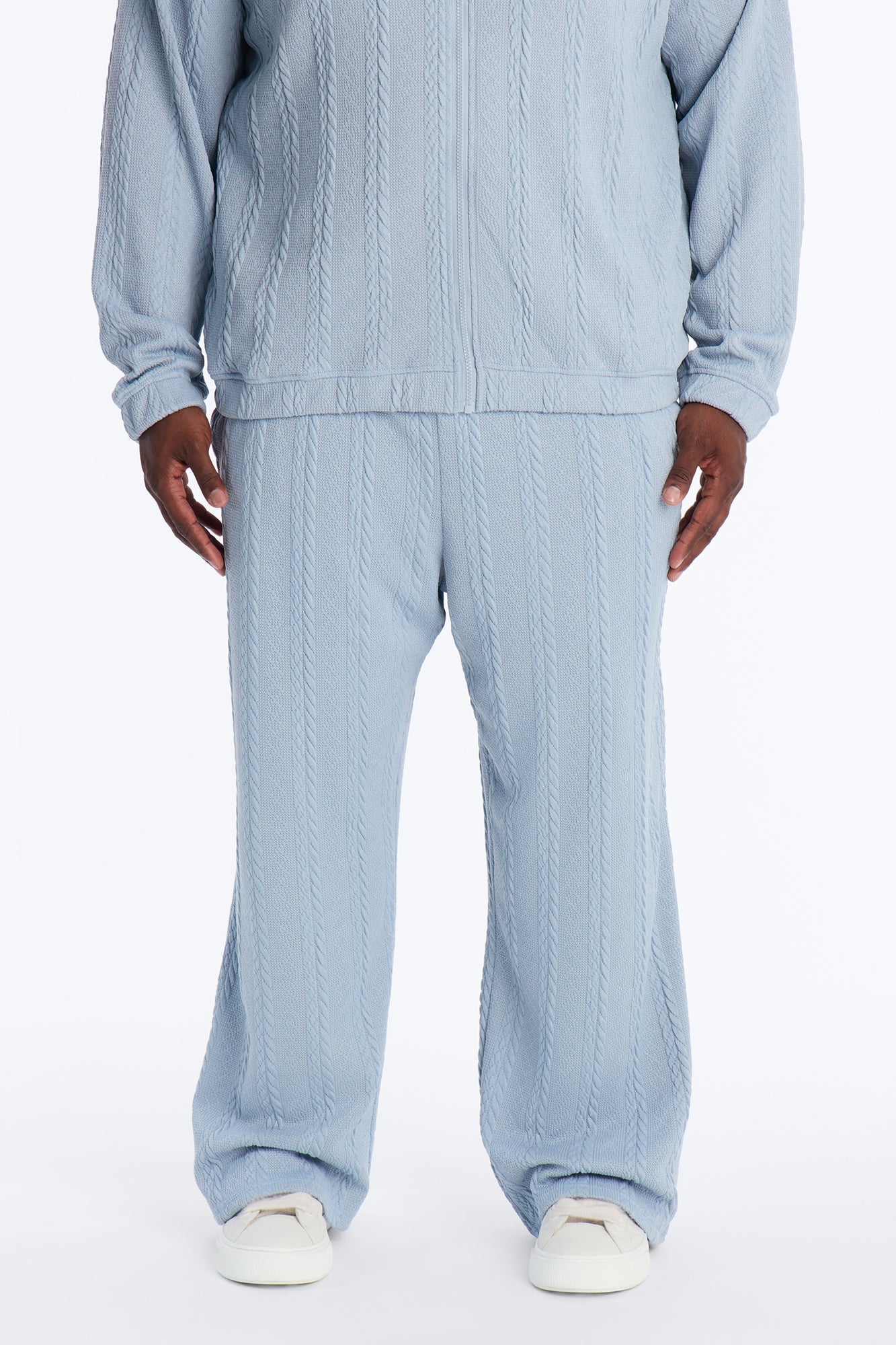 Baggy Textured Cozy Braided Pant - Blue Fashion Nova