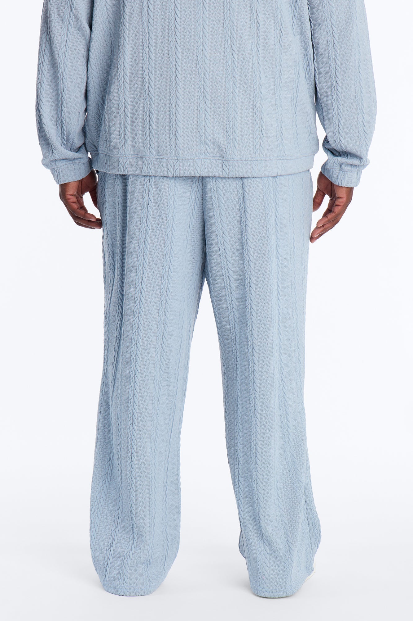 Baggy Textured Cozy Braided Pant - Blue Fashion Nova