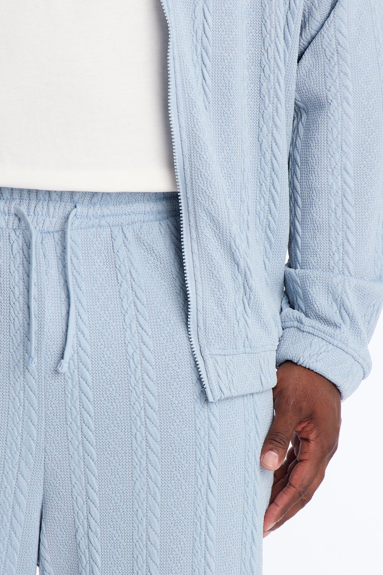 Baggy Textured Cozy Braided Pant - Blue Fashion Nova