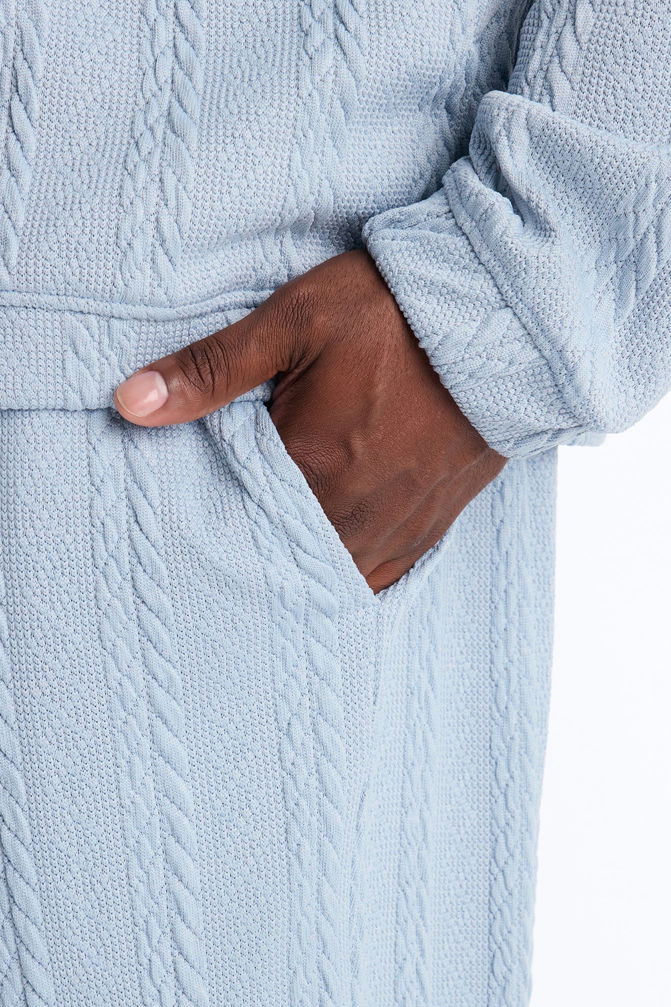 Baggy Textured Cozy Braided Pant - Blue Fashion Nova