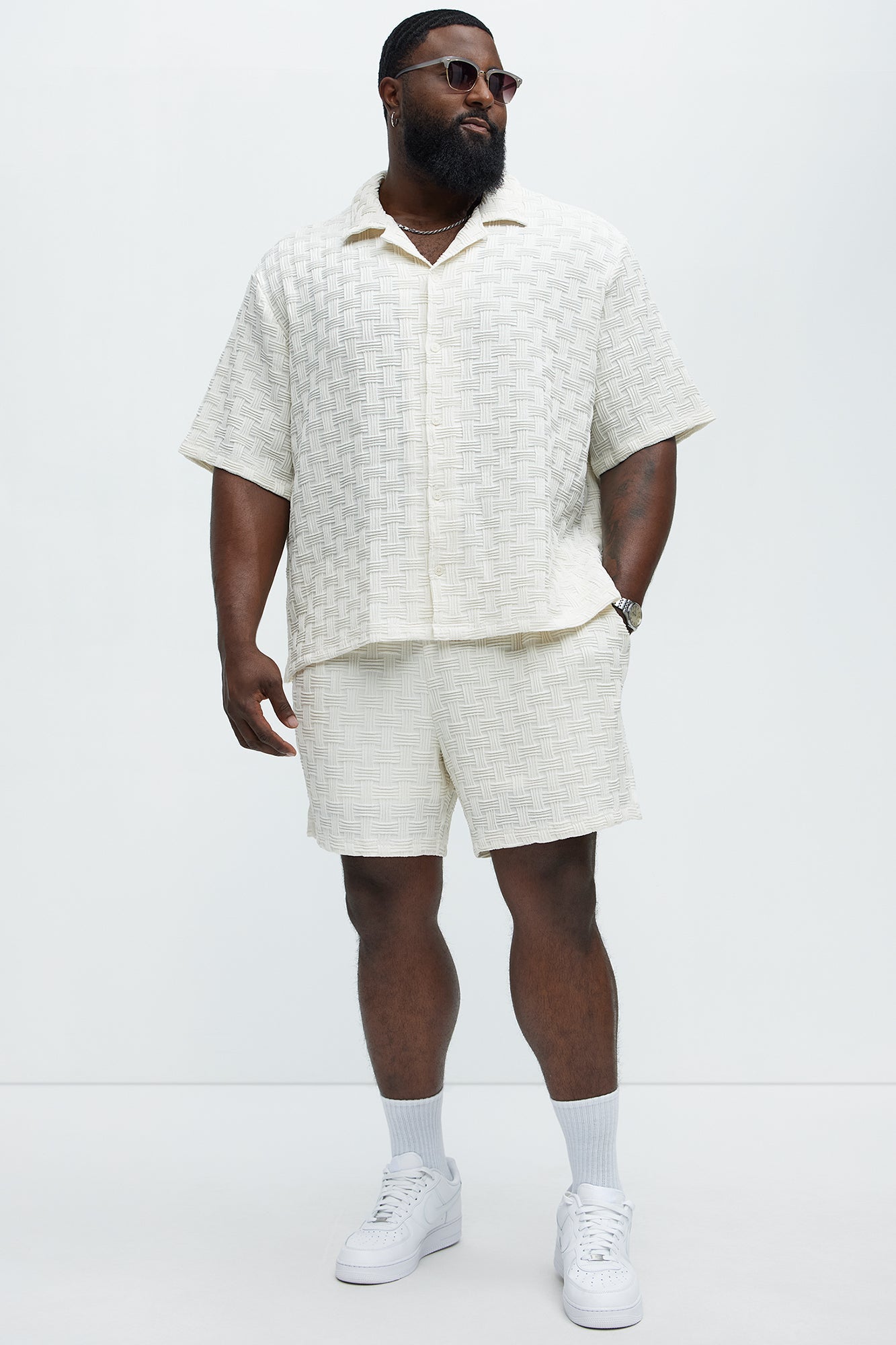 Criss Cross Textured Shorts - Cream Fashion Nova