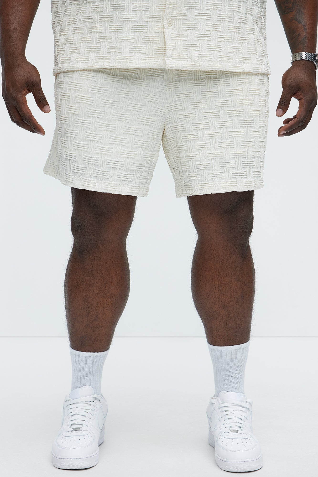 Criss Cross Textured Shorts - Cream Fashion Nova