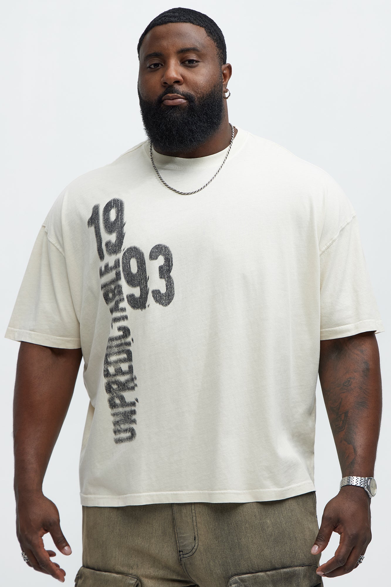 Unpredictable 1993 Oversized Short Sleeve Tee - Cream Fashion Nova