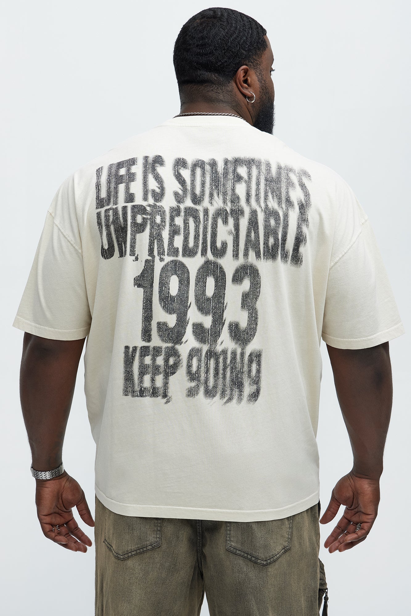 Unpredictable 1993 Oversized Short Sleeve Tee - Cream Fashion Nova