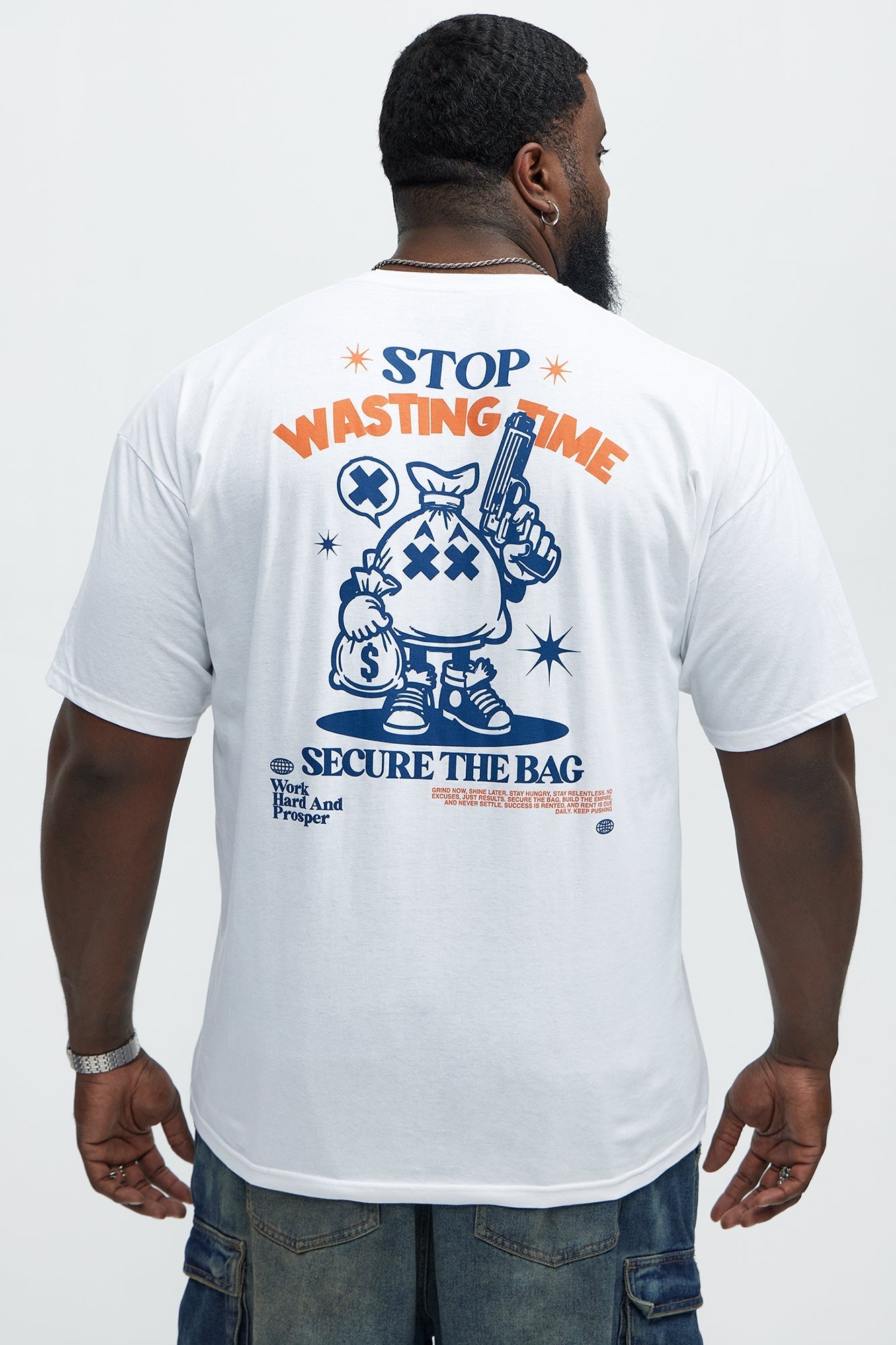 Stop Wasting Time Roll Short Sleeve Tee - White Fashion Nova