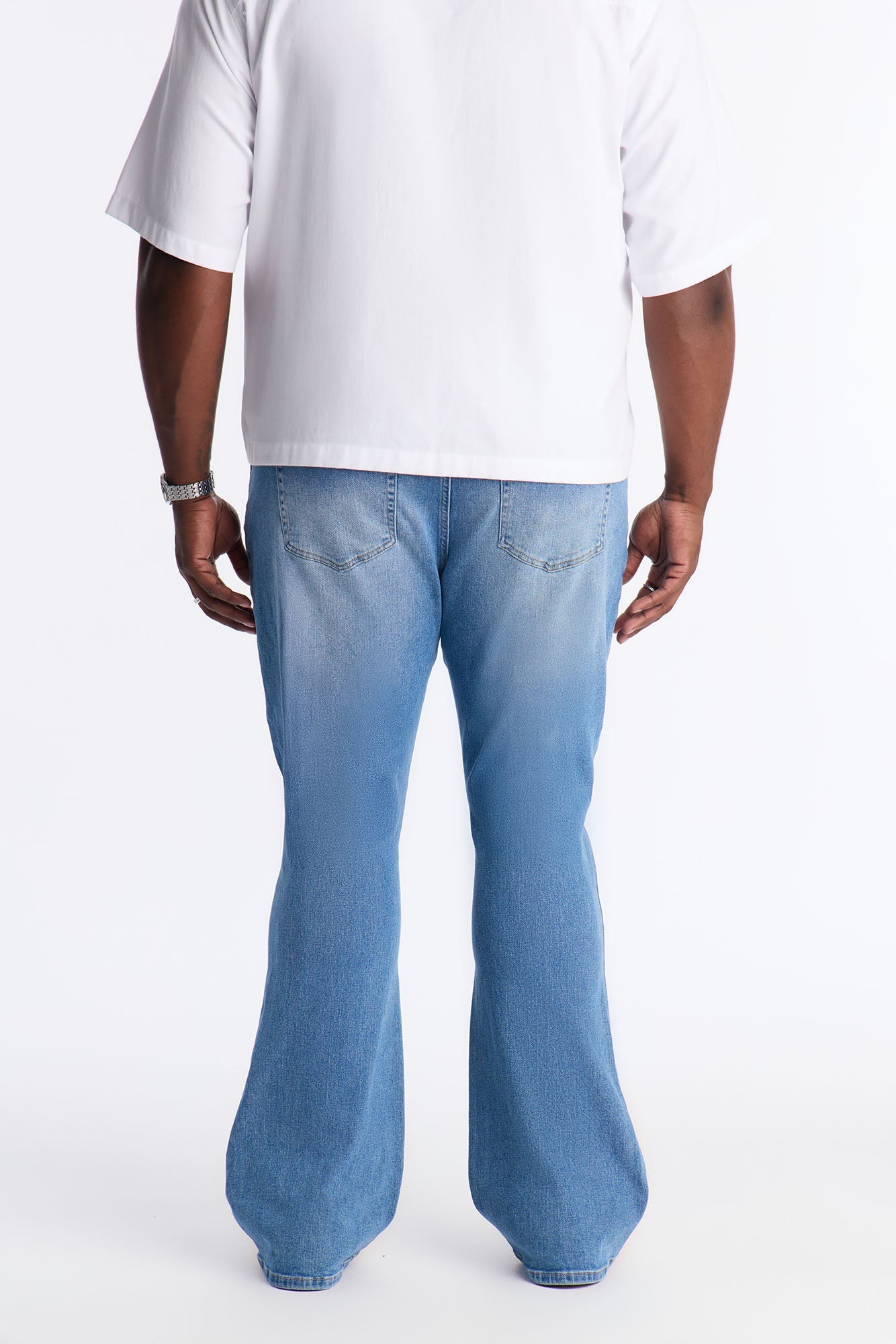 Essential Stacked Slim Flare Stretch Jean - Medium Blue Wash Fashion Nova