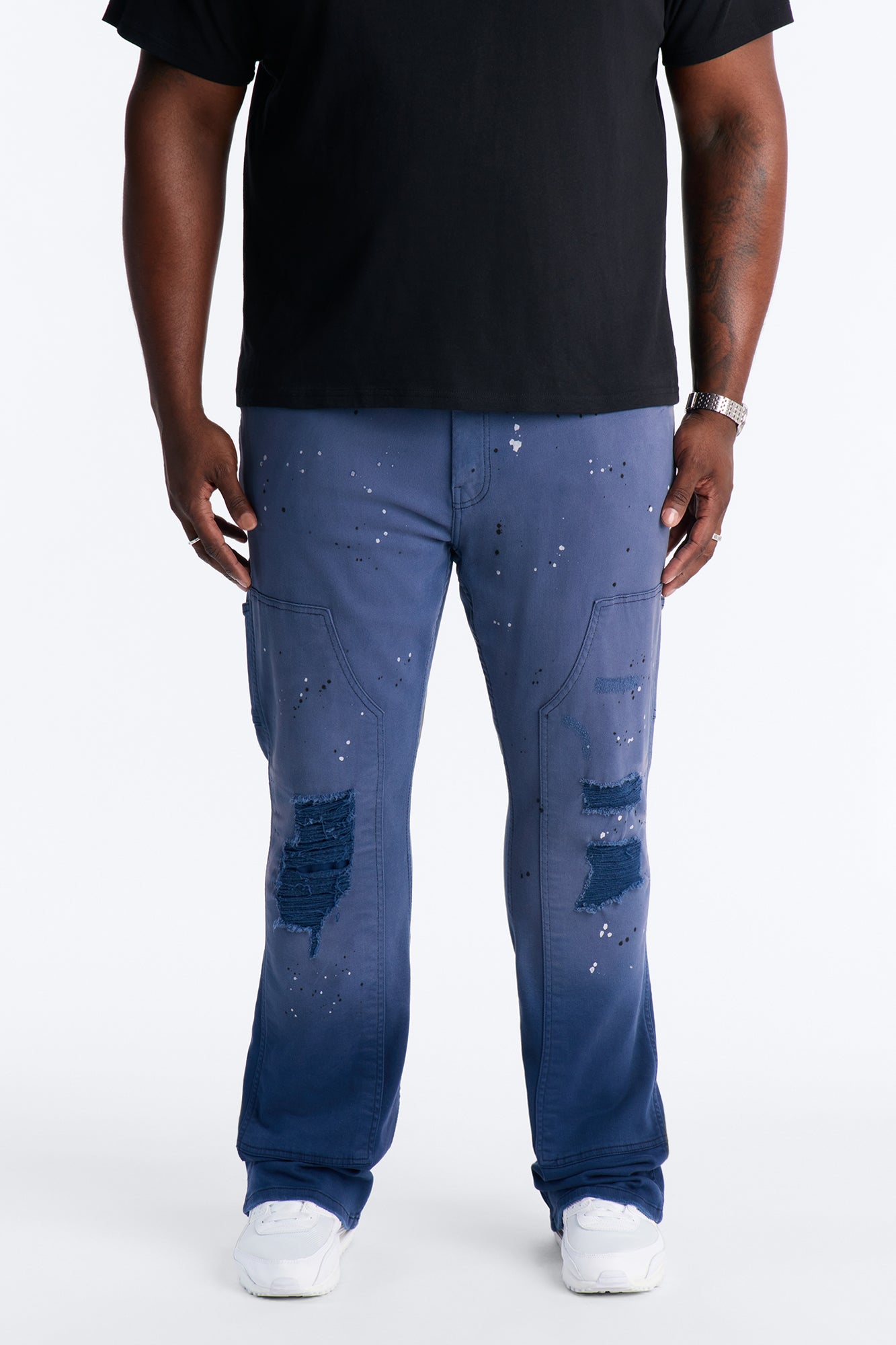Stacked Skinny Flare Old Painters Carpenter Jean - Navy Fashion Nova