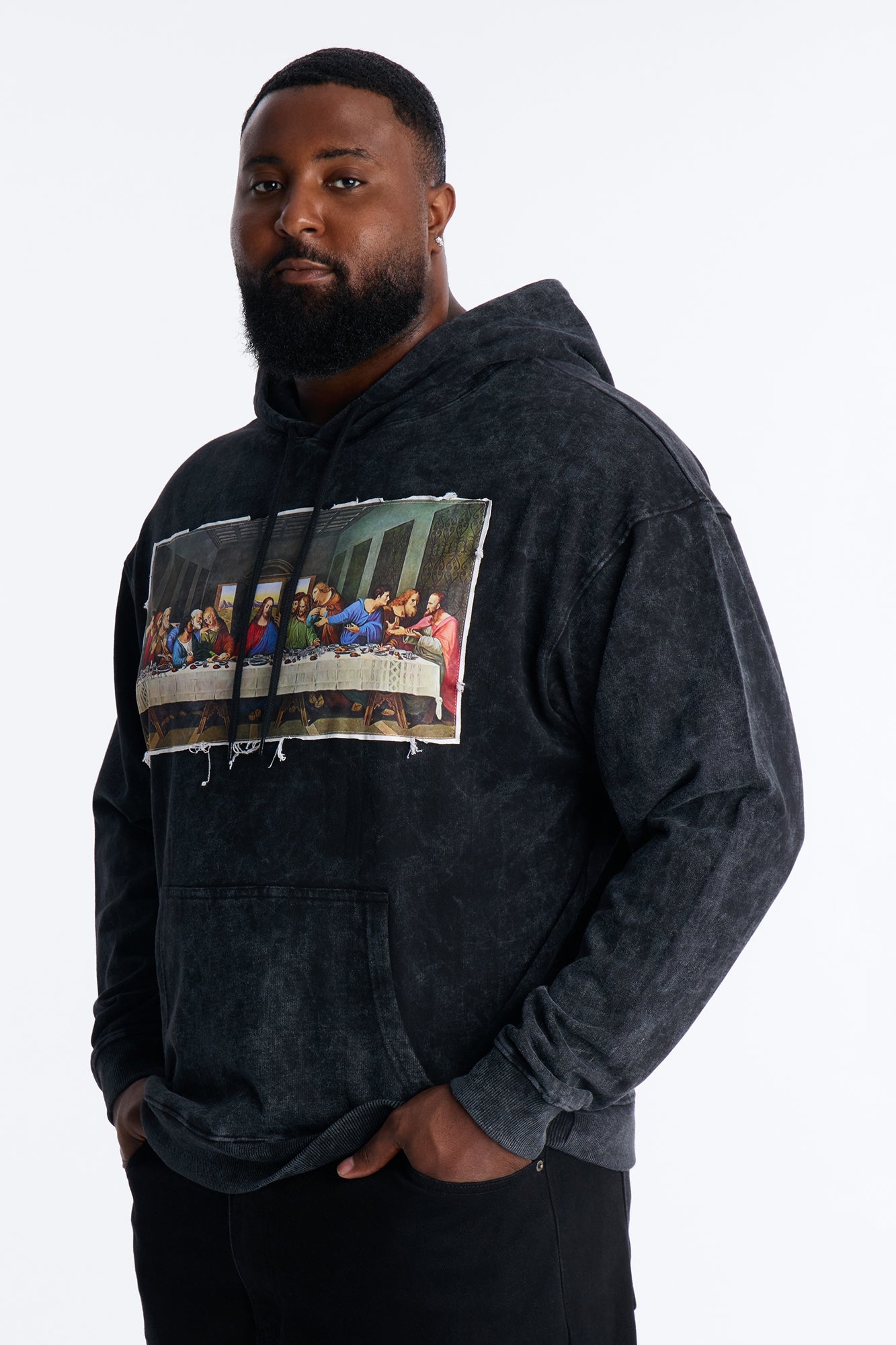 Last Supper Mineral Wash Hoodie - Black Wash Fashion Nova