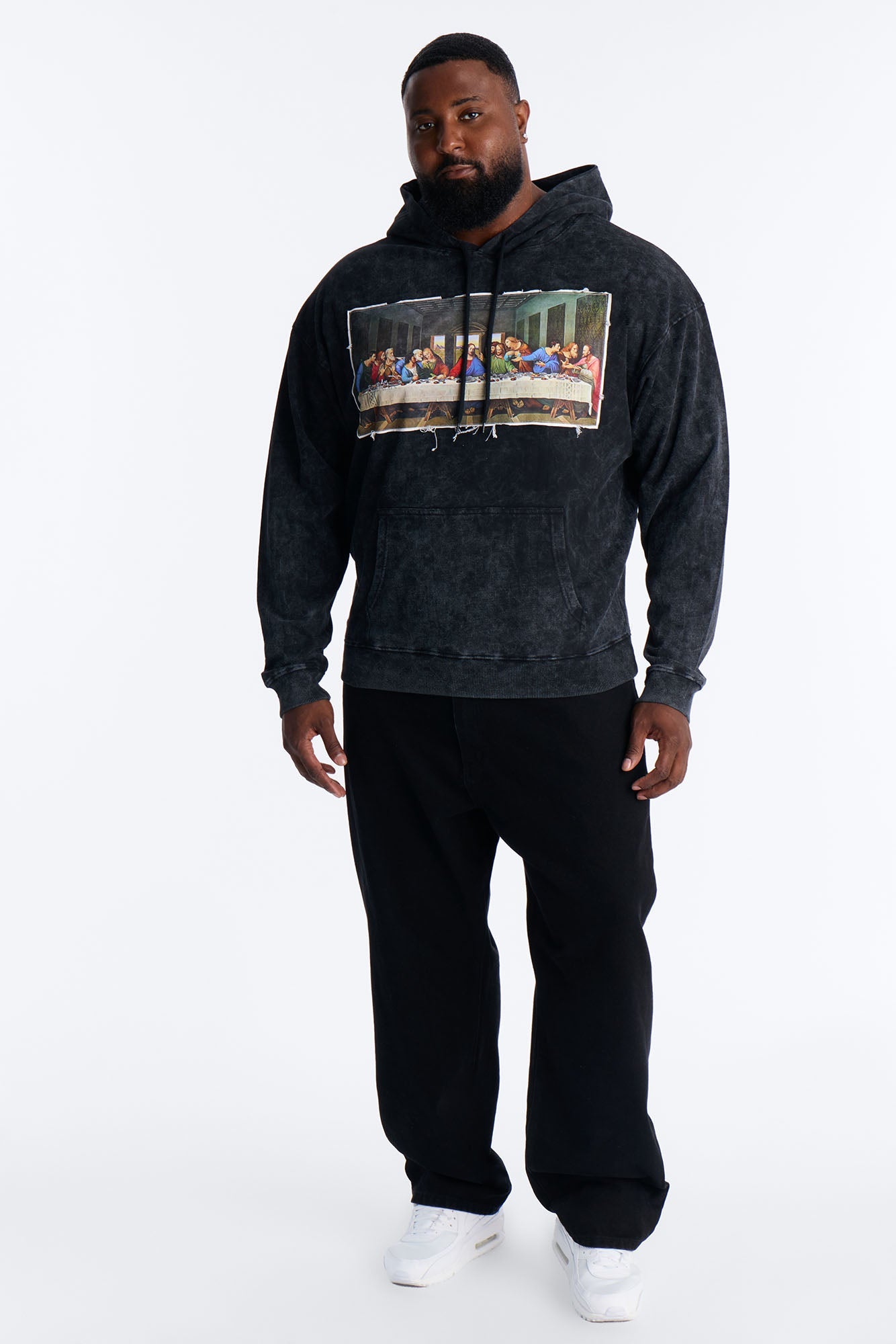 Last Supper Mineral Wash Hoodie - Black Wash Fashion Nova