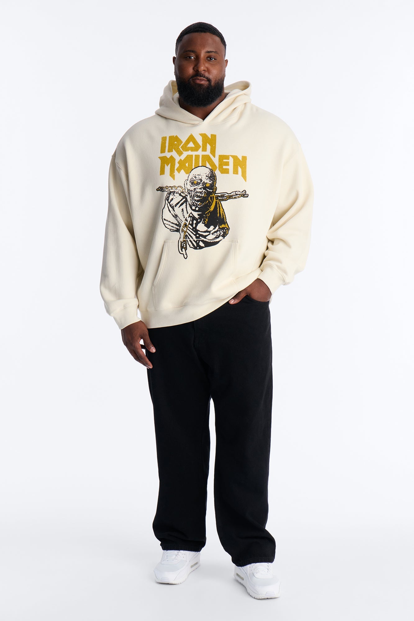 Iron Maiden World Peace Tour Vintage Hoodie - Cream Fashion Nova