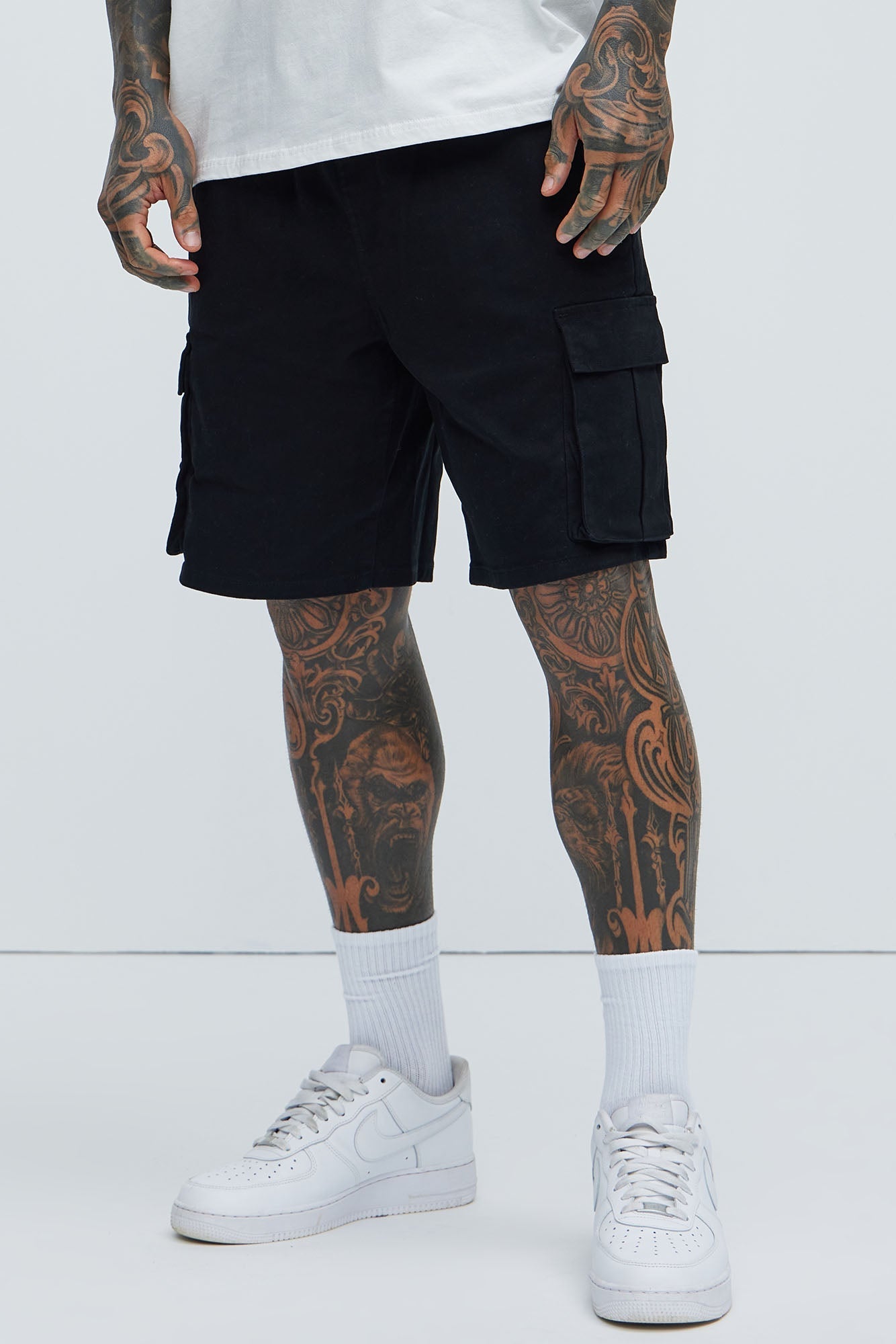 Twill Volley Cargo Shorts - Black Fashion Nova