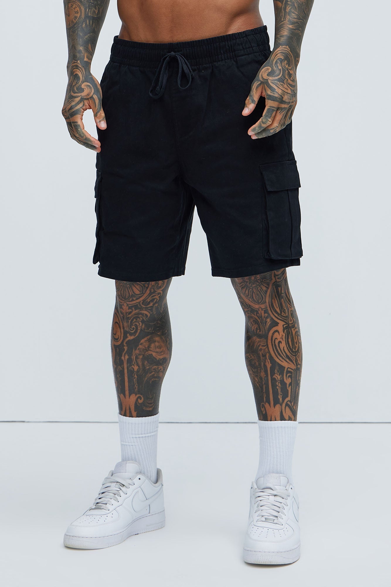 Twill Volley Cargo Shorts - Black Fashion Nova